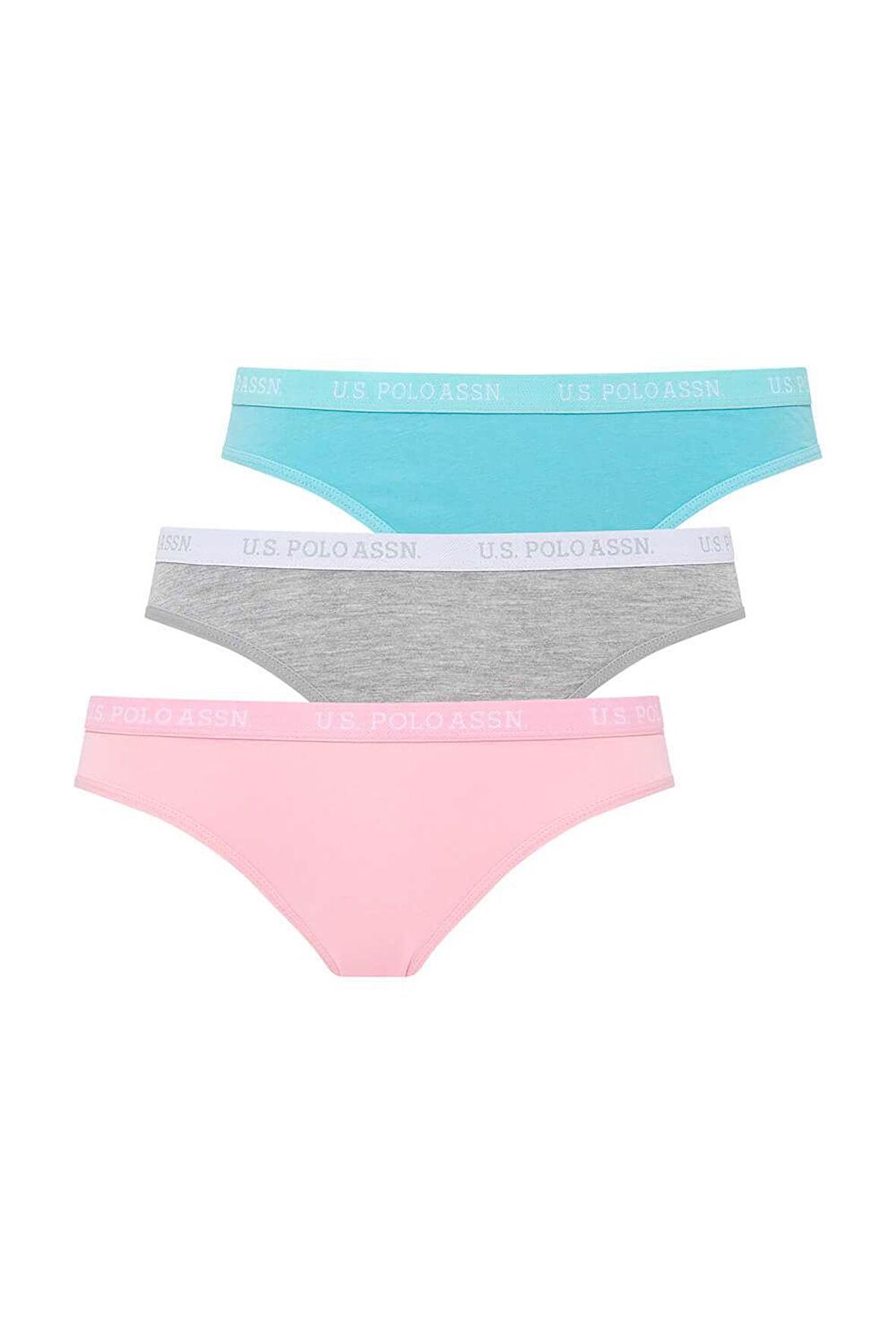 . Kadın Mint - Beyaz - Gri Melanj 3 Lü Slip