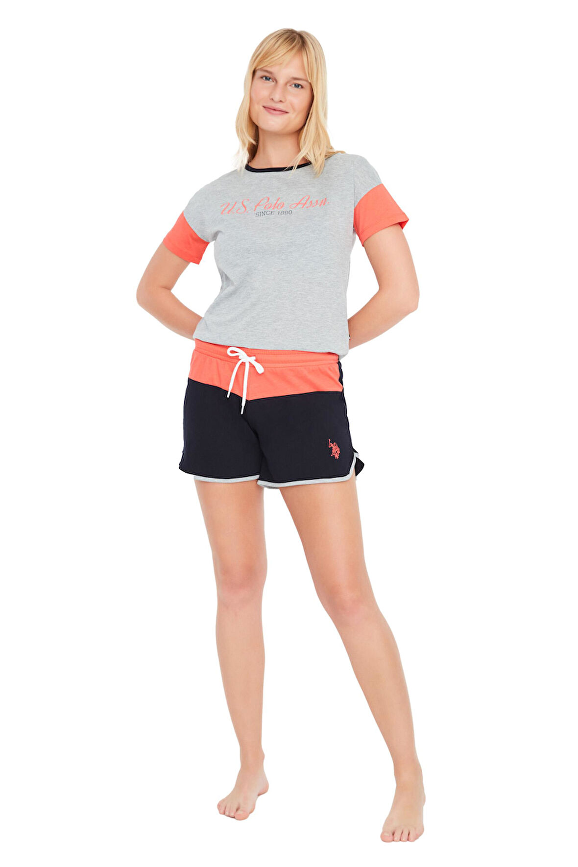 U.S. Polo Assn. Kadın Gri T-Shirt Şort Takımı 16865 
