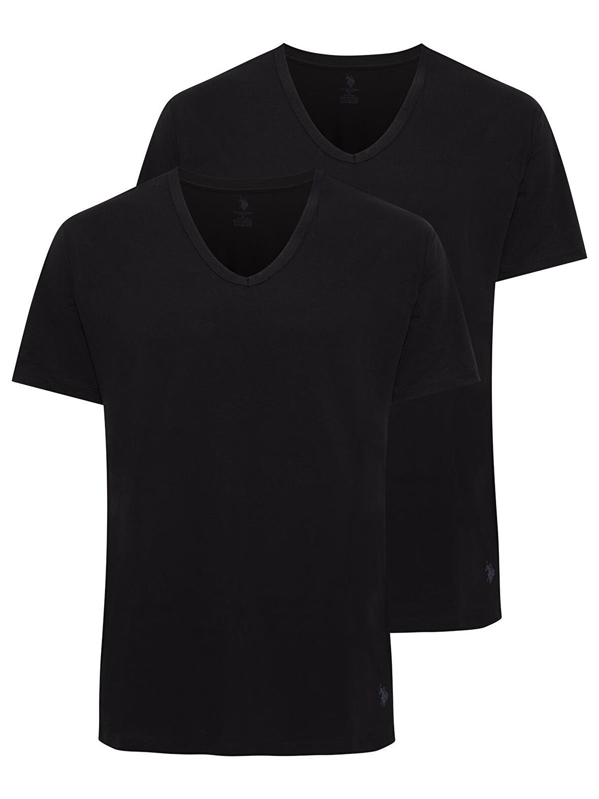 U.S. Polo Assn. - Erkek Battal Siyah 2 li V Yaka T-Shirt