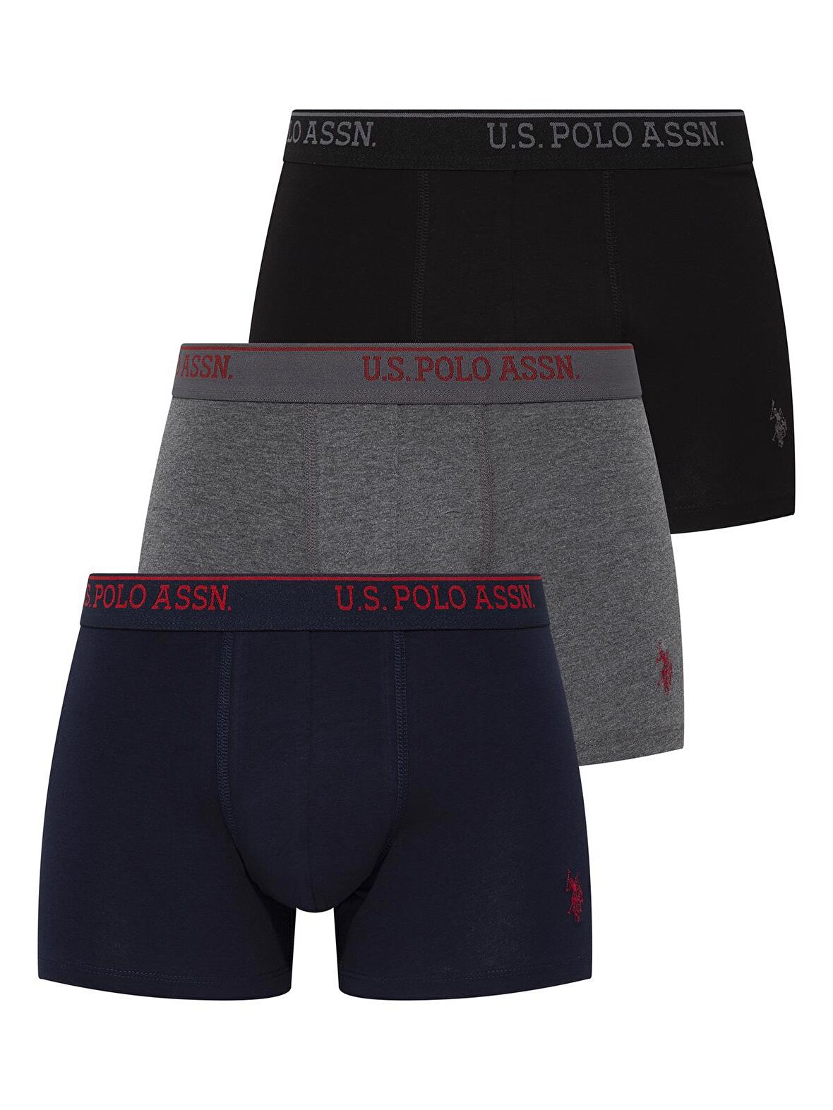 U.S. Polo Assn. - Erkek Siyah - Antrasit Melanj - Lacivert 3 Lü Boxer