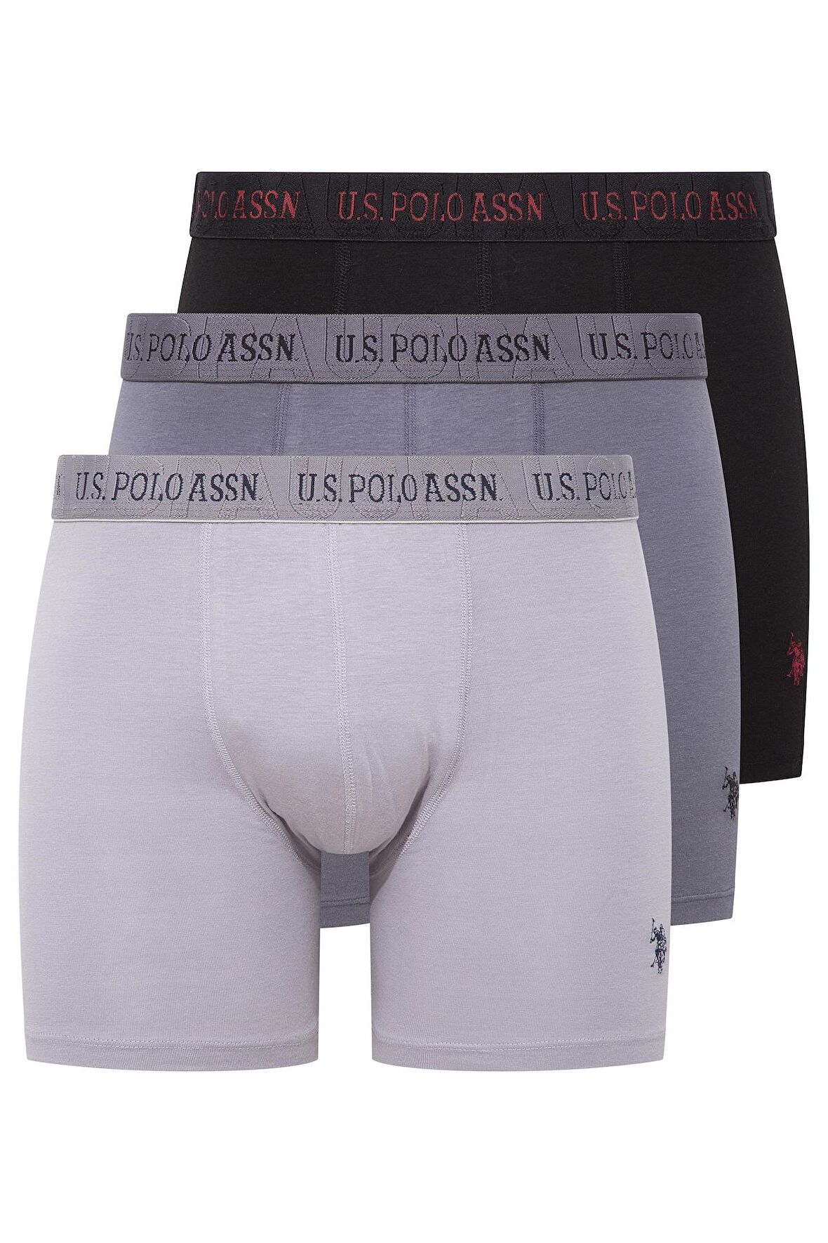 U.S. POLO ASSN. Erkek Siyah-Gri-Antrasit 3 lü Boxer 