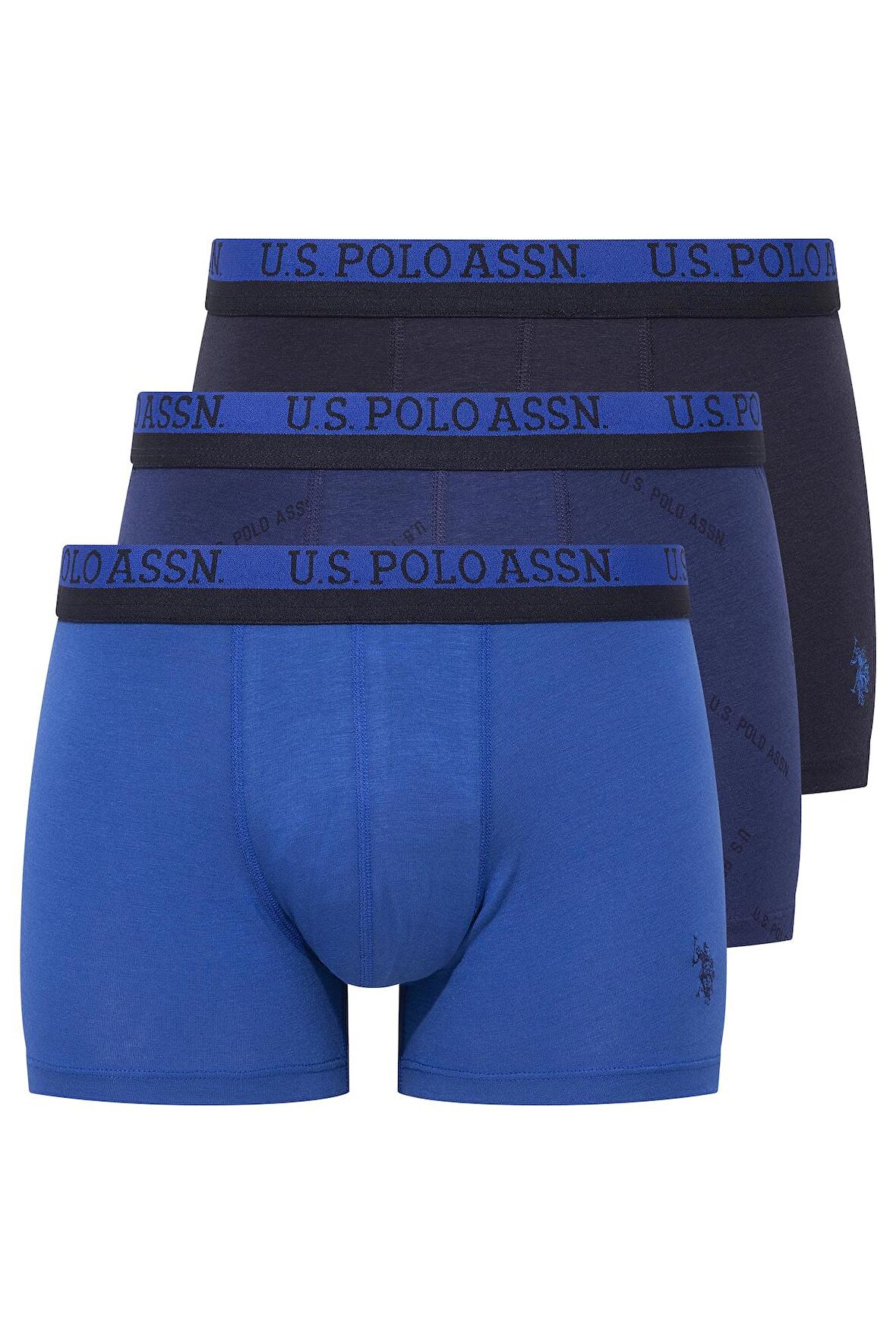 U.S. POLO ASSN. Erkek Baskılı-Lacivert-Saks 3 lü Boxer 