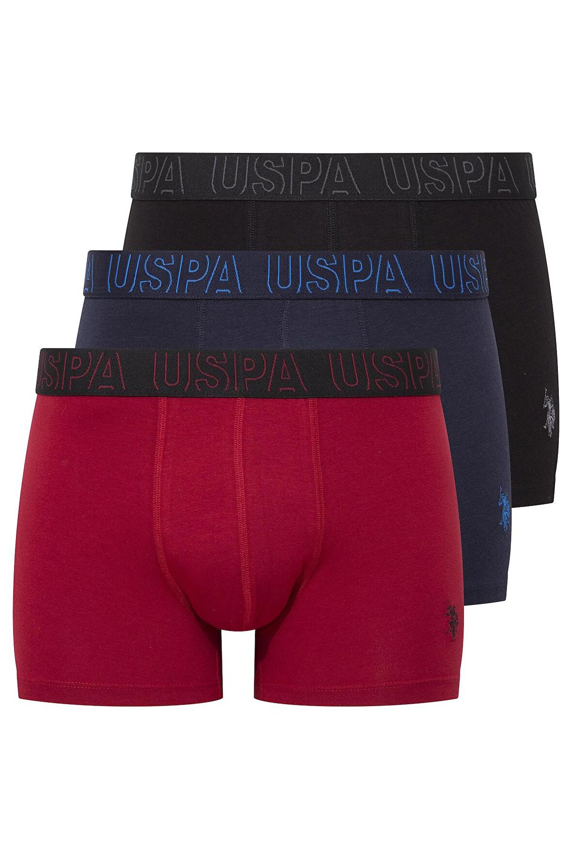 U.S. POLO ASSN. Erkek Bordo-Lacivert-Siyah 3 lü Boxer 