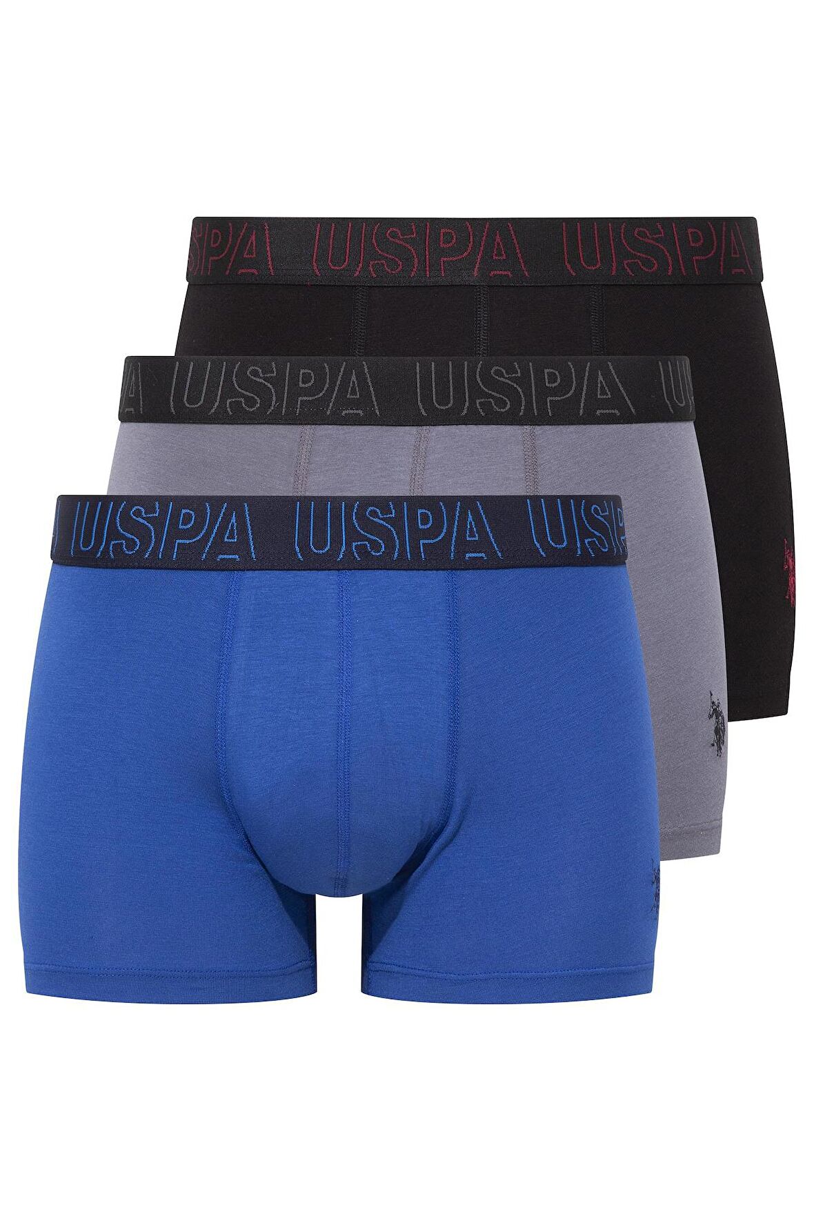 U.S. POLO ASSN. Erkek Antrasit-Saks-Siyah 3 lü Boxer 