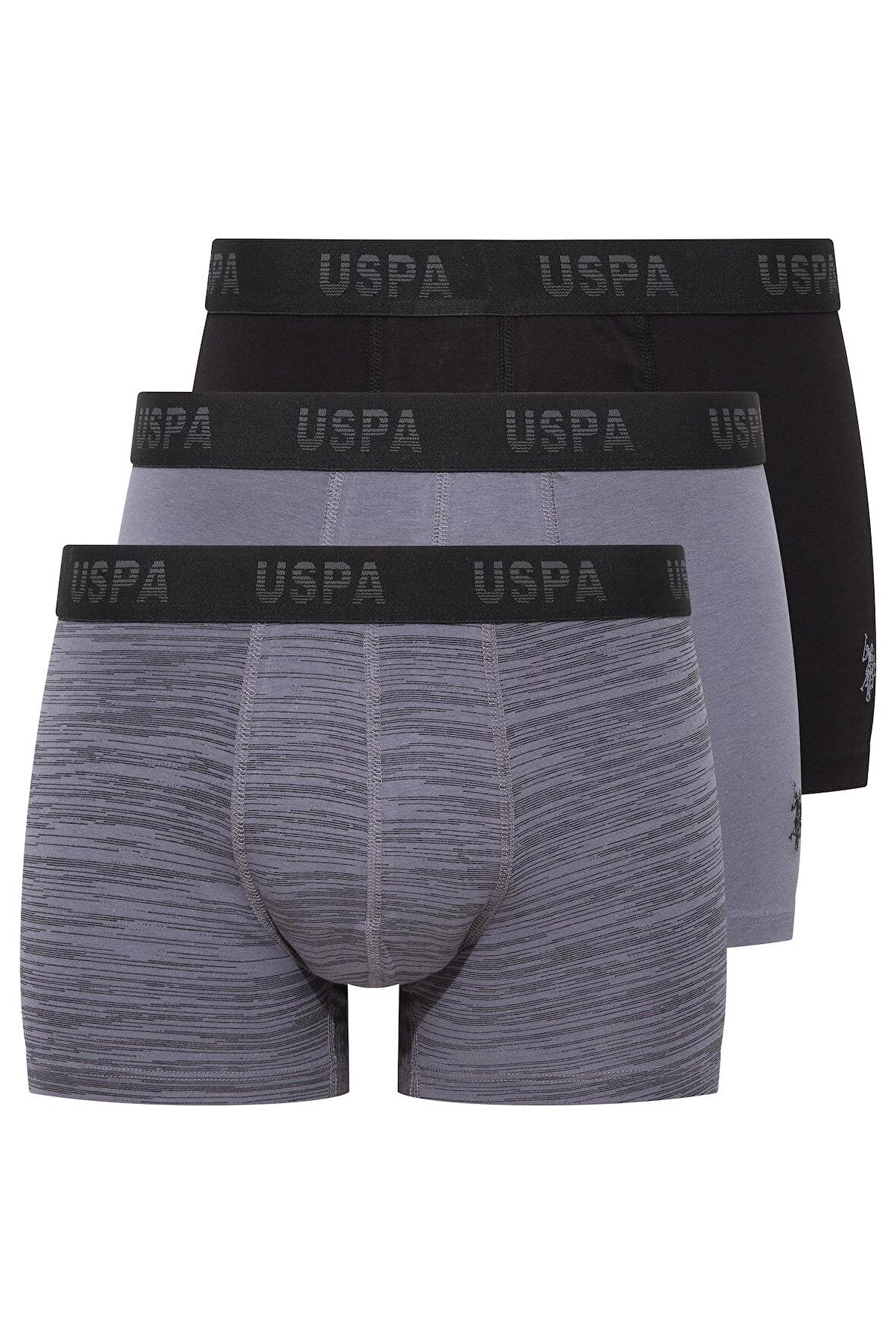 U.S. POLO ASSN. Erkek Antrasit-Siyah-Baskılı 3 lü Boxer 