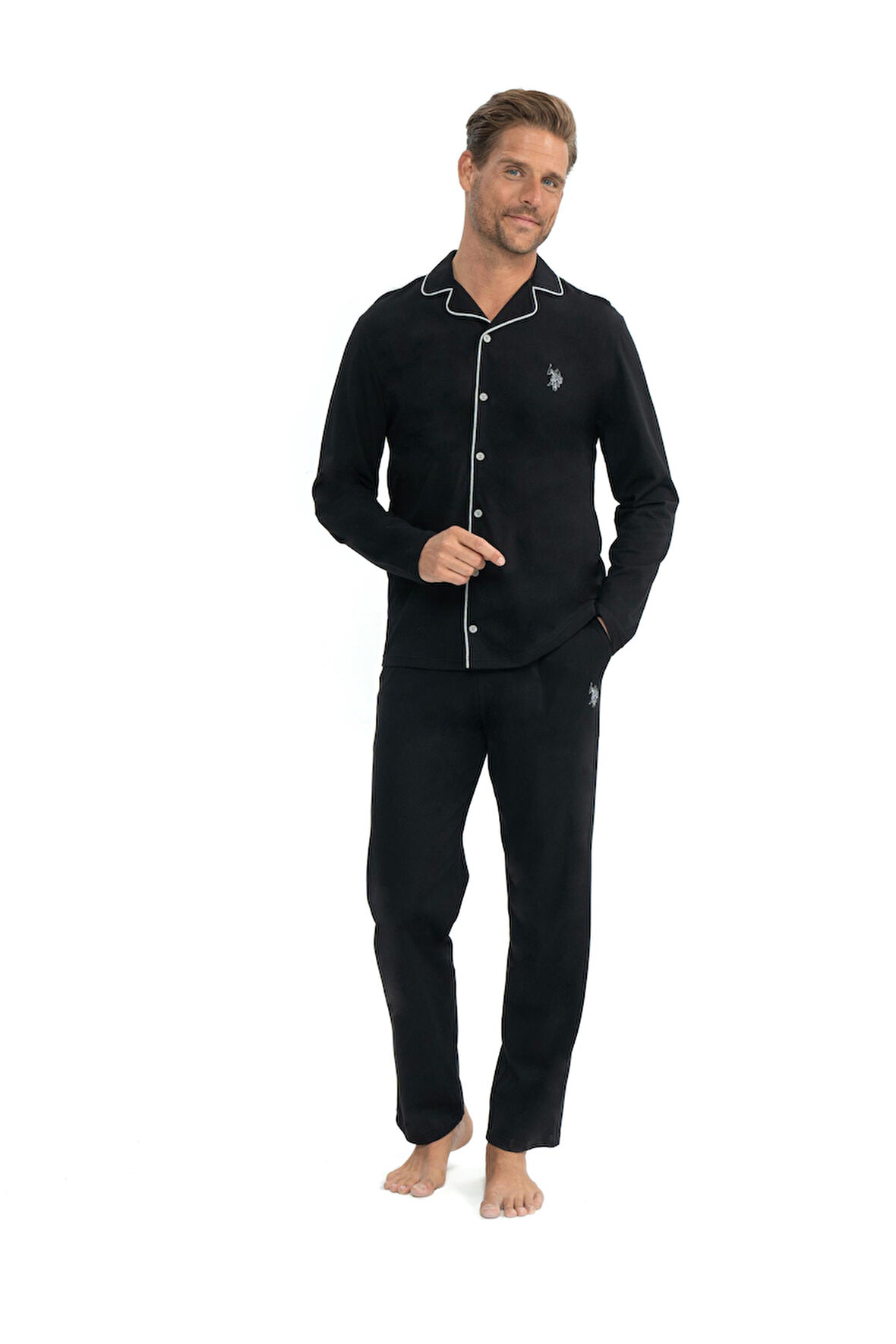 U.S. Polo Assn. -  Erkek Siyah Boydan Patlı Pijama Takımı 
