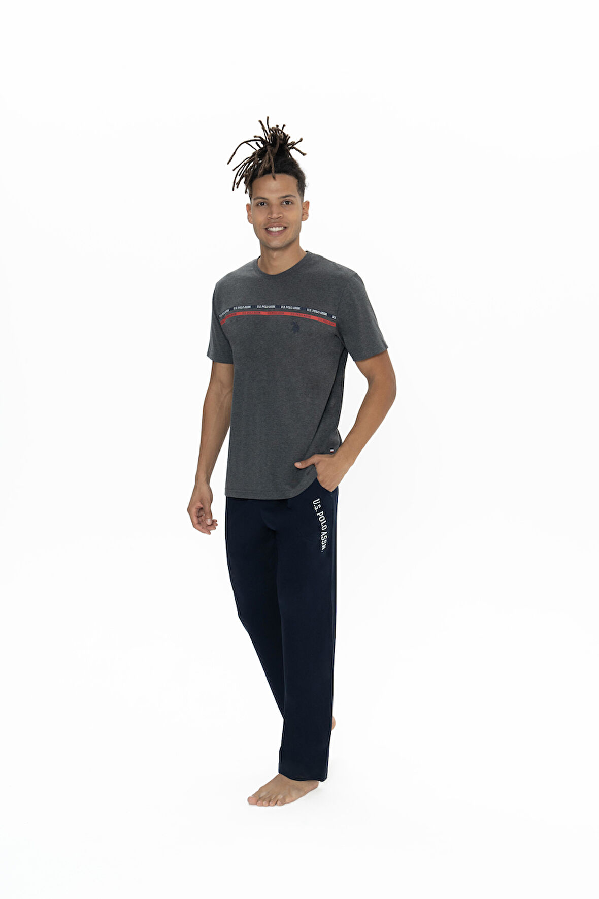 U.S. Polo Assn. Erkek Antrasit Melanj Pijama Takım 