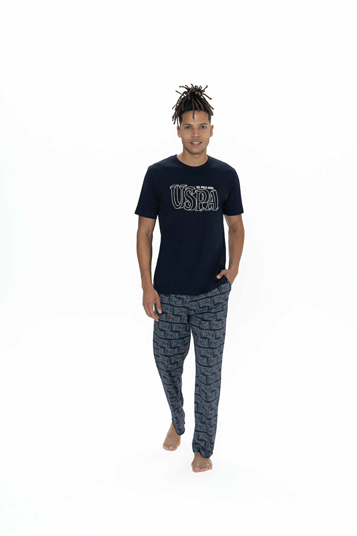 U.S. Polo Assn. Erkek Lacivert 3 Lü Pijama Takım 