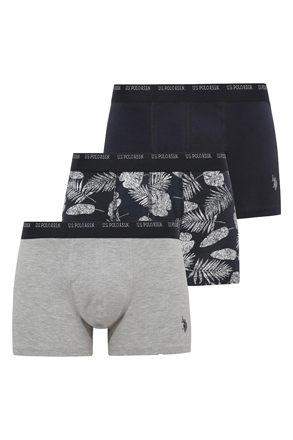 U.S. Polo Assn.  Erkek 200 Lacivert- Gri Melanj-Lacivert 3 lü Boxer 