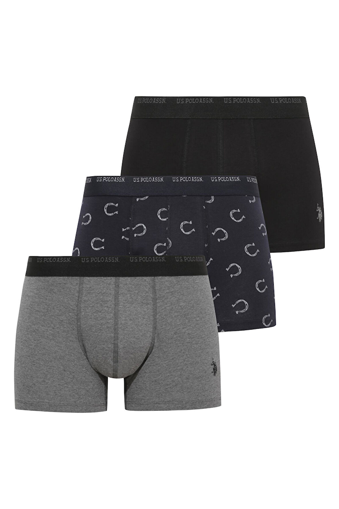 U.S. Polo Assn.  Erkek 211 Lacivert-Antrasit Melanj - Sİyah3 lü Boxer 