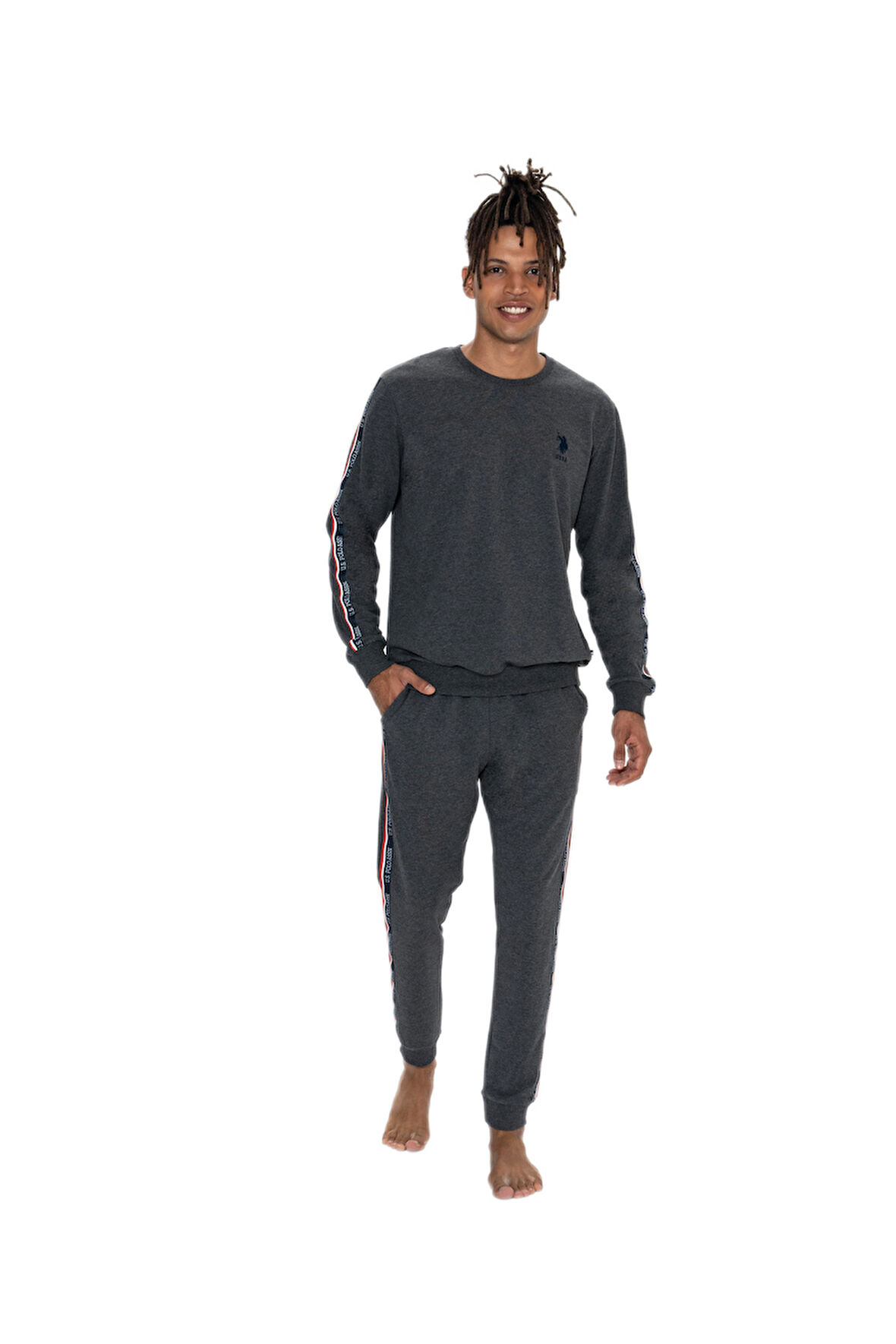U.S. Polo Assn. Erkek Antrasit Melanj Pijama Takım 18923