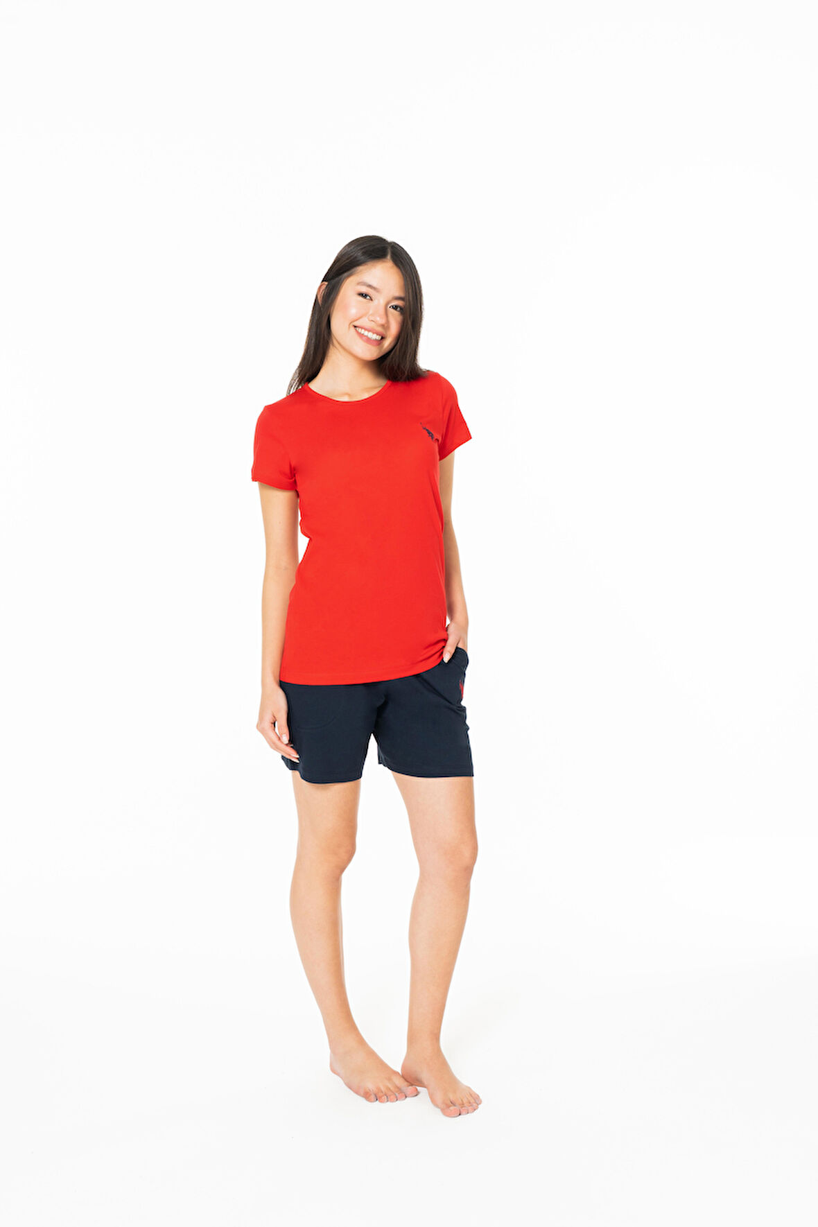 U.S. Polo Assn. Kadın Kırmızı Şort Takım