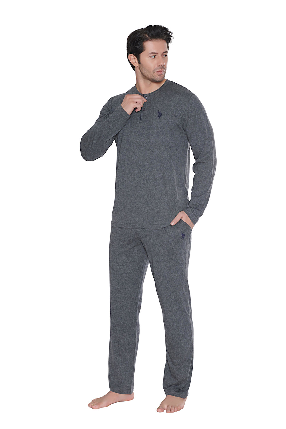 U.S. Polo Assn. Erkek Antrasit Melanj Pijama Takım 