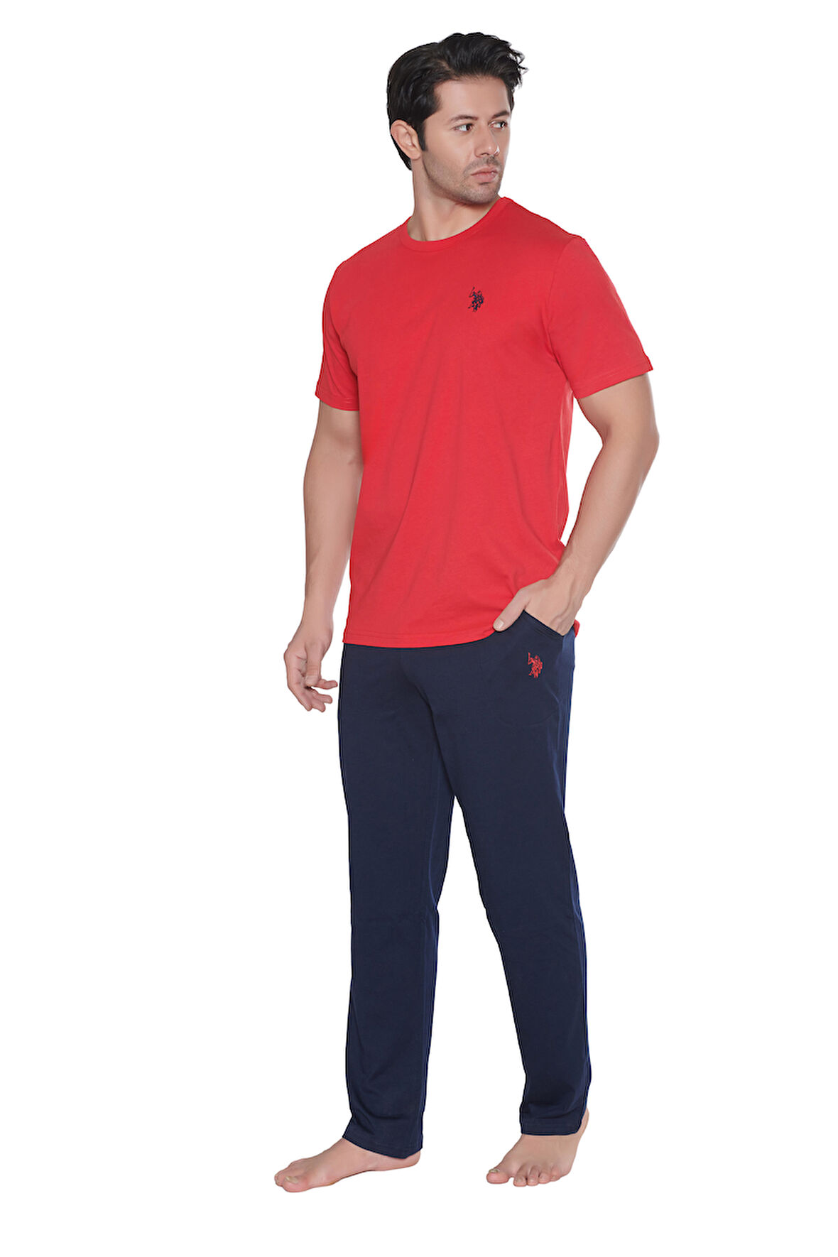 U.S. Polo Assn. Erkek Kırmızı Yuvarlak Yaka Pijama Takım 