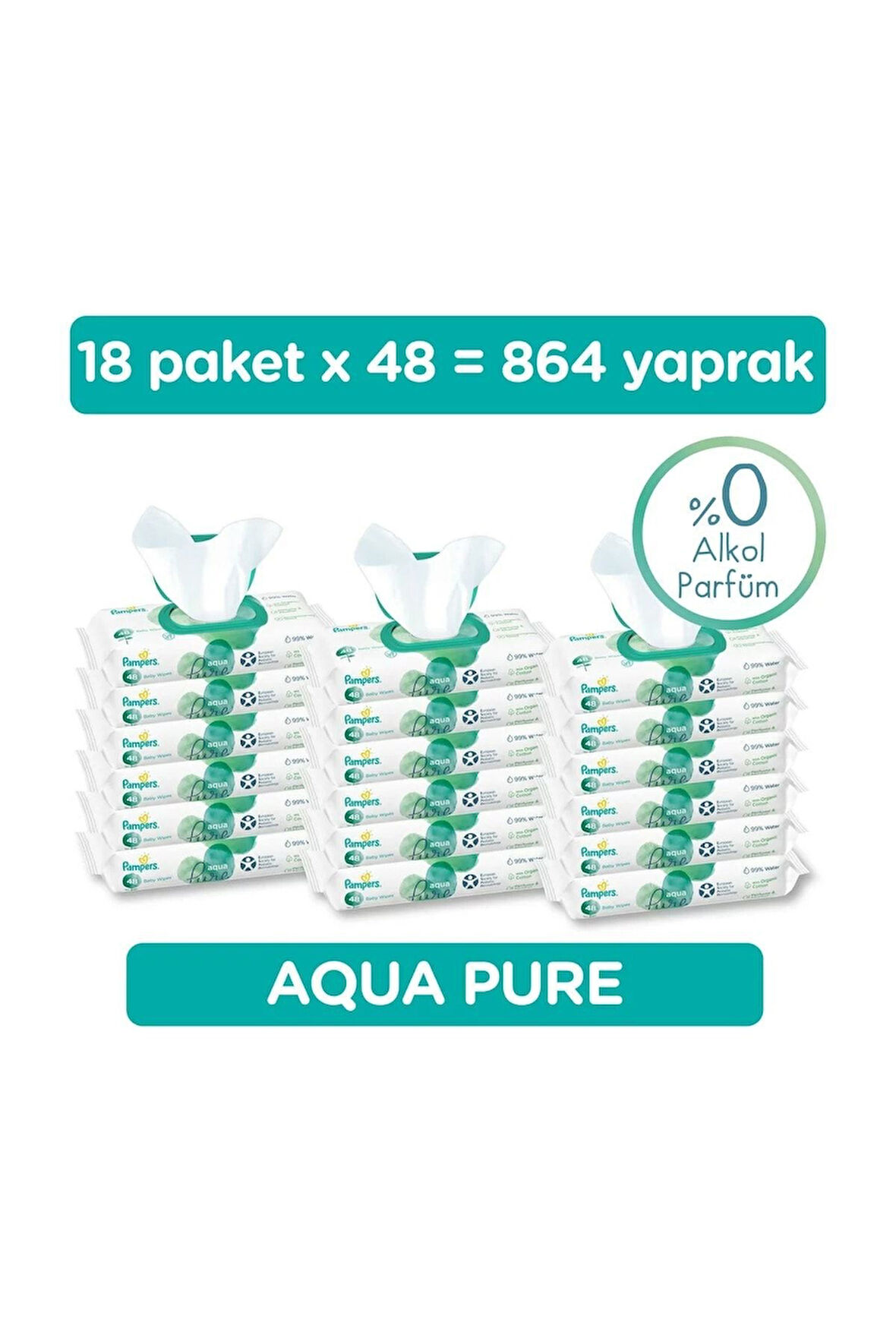 Prima Pampers  Islak Havlu Mendil Aqua Pure 48'li x 18 Adet