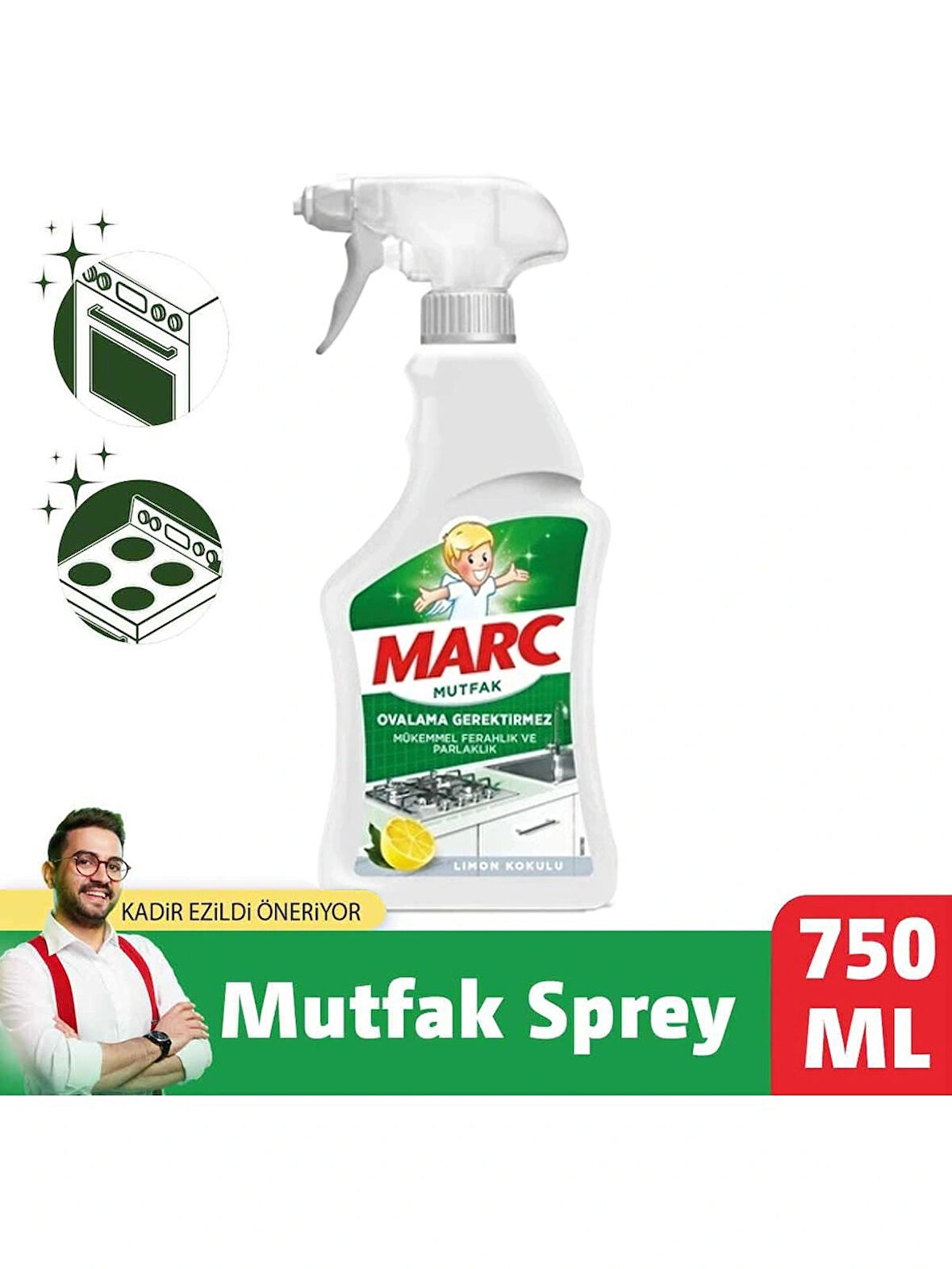 Marc Mutfak Temizleyici Yağ Çözücü Limon Kokulu Sprey 750 ml