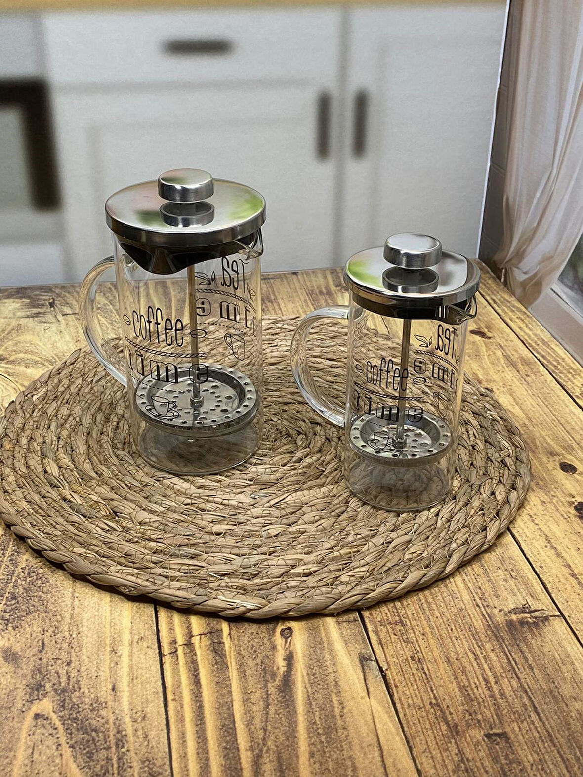 Hometarz French Press Cam Kahve Bitki Demliği 2 li 600 ml 350 ml