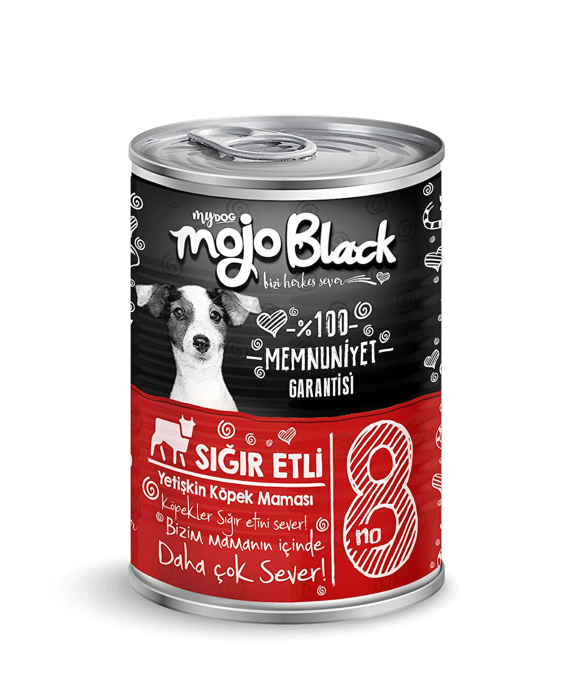 Mojo Black No:8 Tahılsız (400gr) Sığır Etli Yetişkin Köpek Konservesi 12'Lİ