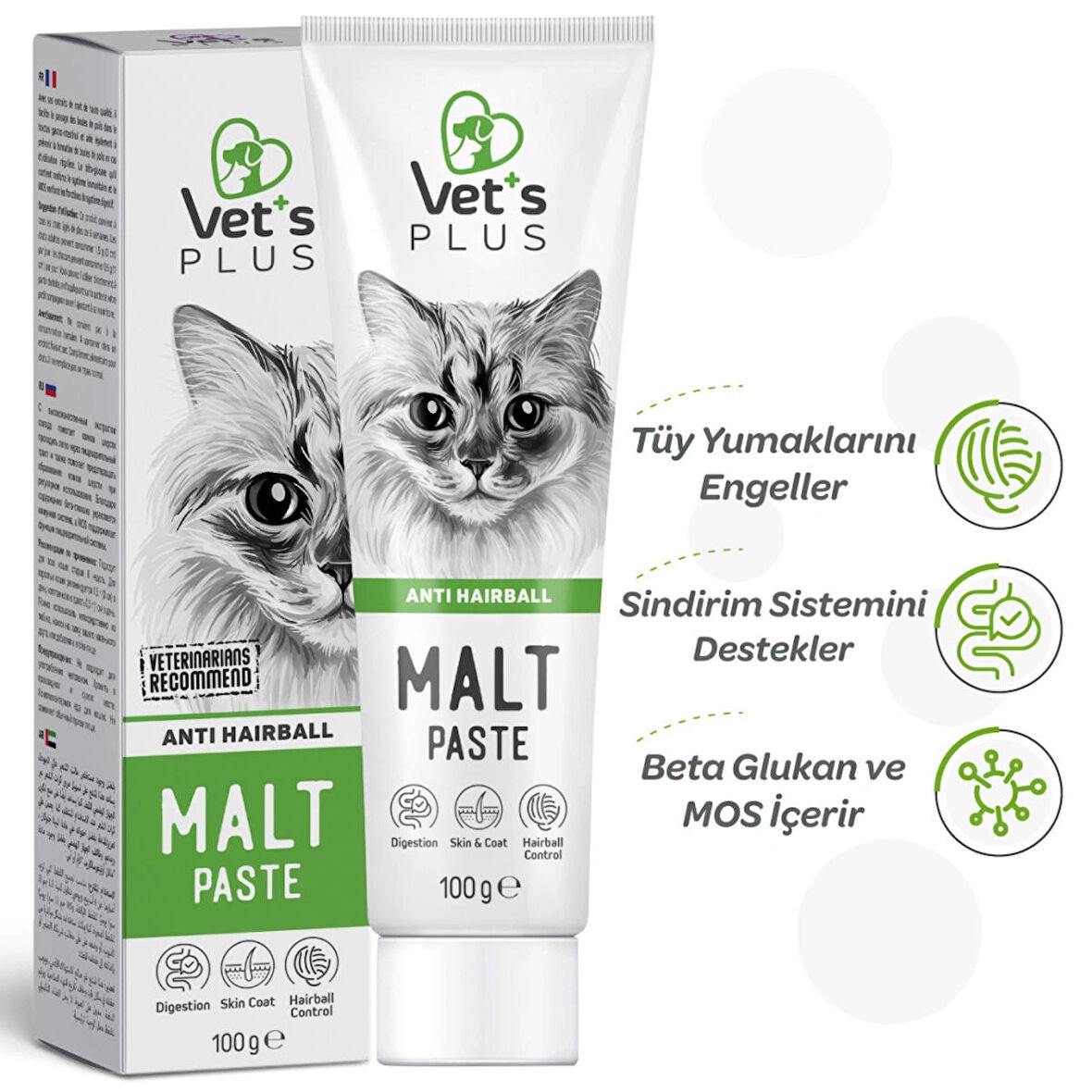 Vet's Plus Anti Hairball 100 gr Malt Kedi Macunu