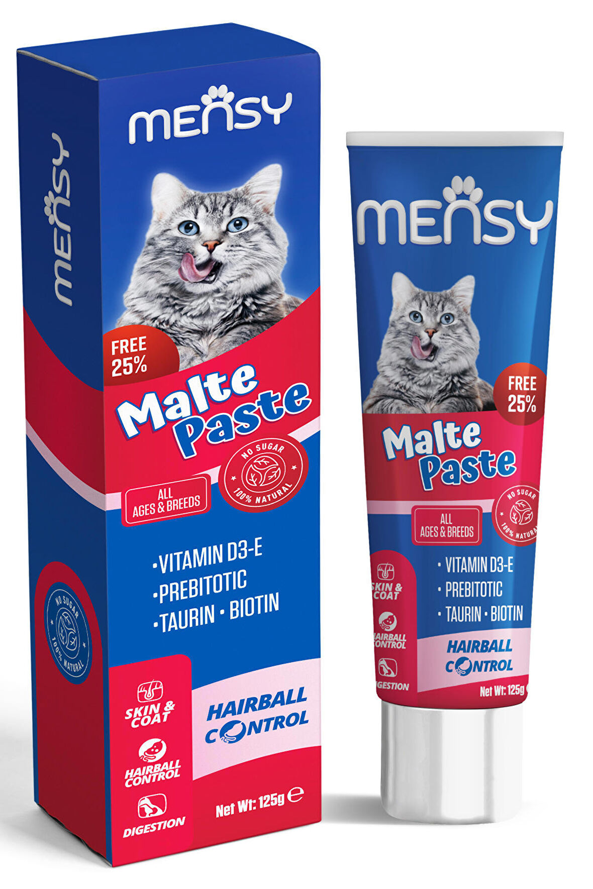 Mensy Malte Paste 125 gr. (Vitamin D3-E , Prebiyotik, Taurin, Biotin)