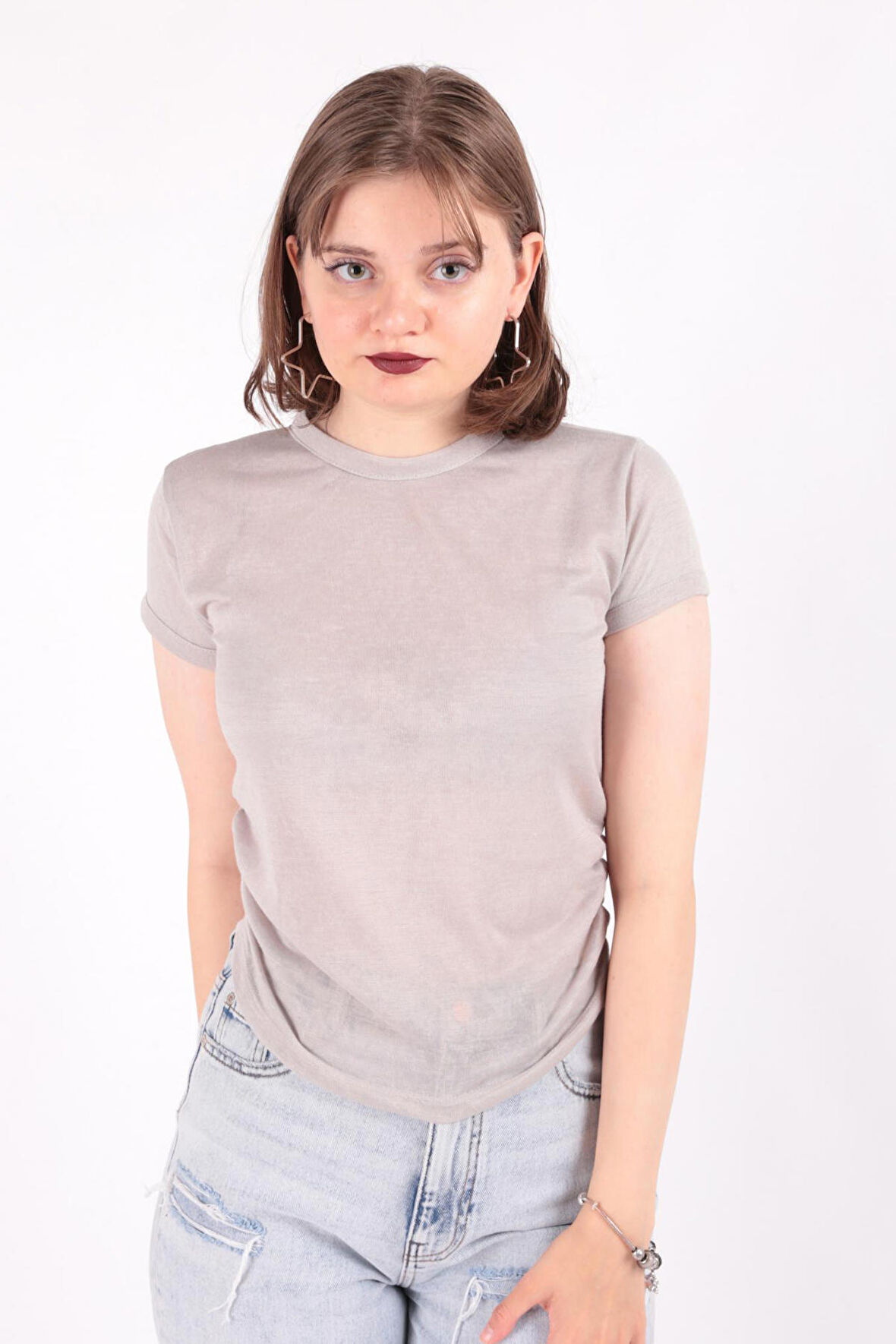 Busem S0016230 Kadın Flamlı İnce T-Shirt