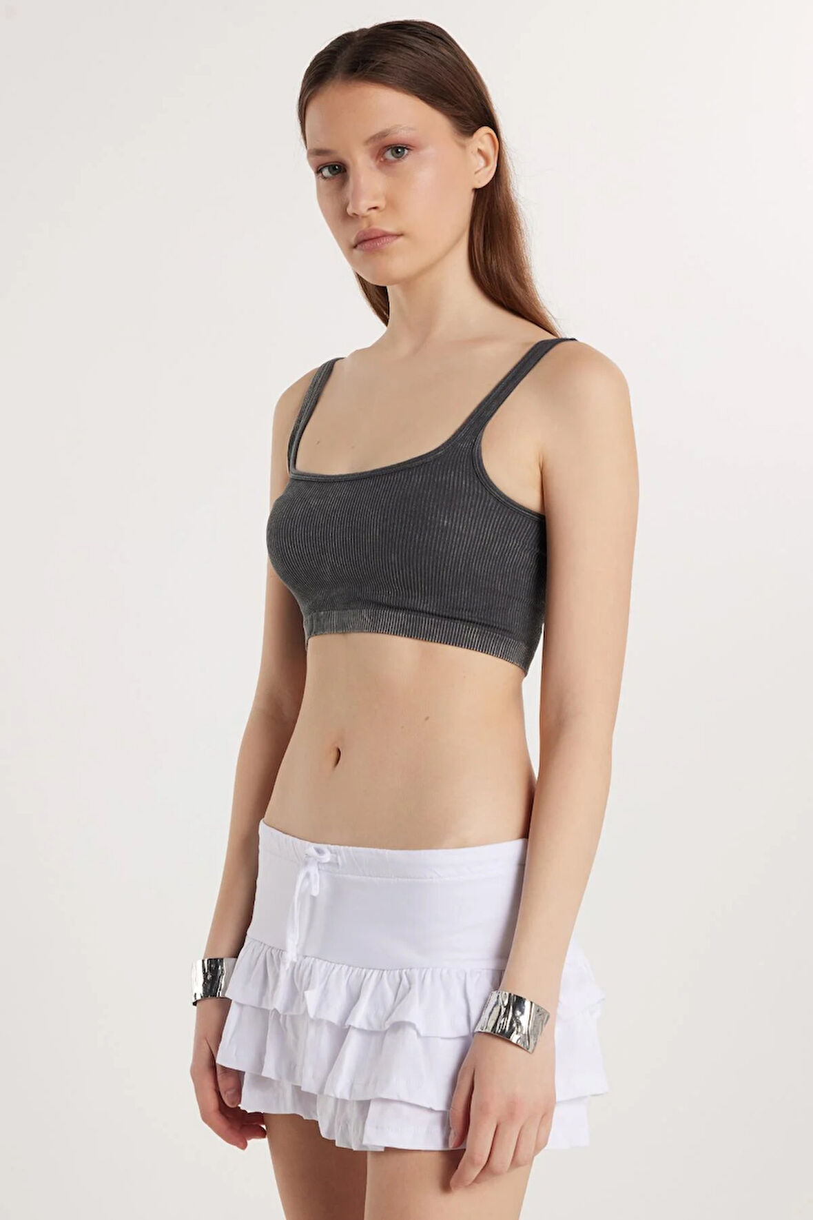 Kadın Regular Fit %100 Pamuk Düz Beyaz Etek