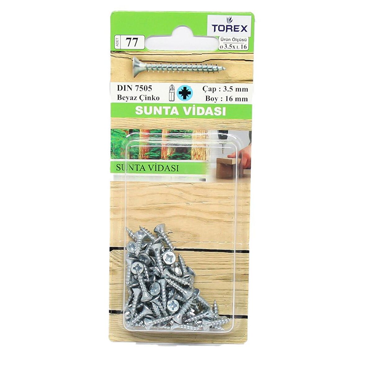 Torex Sunta Vidası 3.5.x16 Dın 7505 (1 Paket: 48 adet)