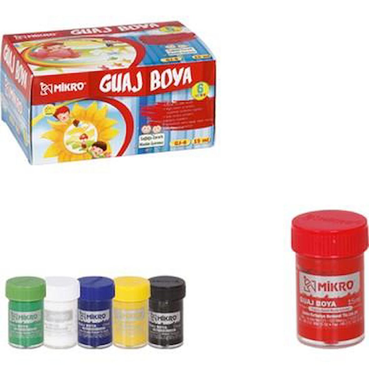 Mikro Guaj Boya Şişe 6 Renk 15 ML GJ-06