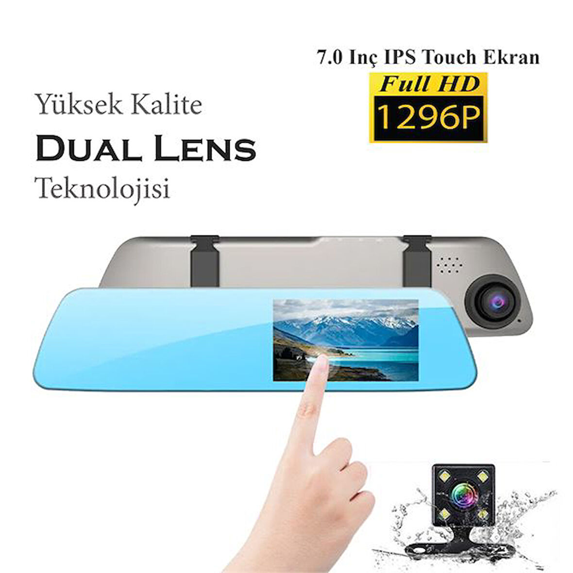 JOYECAR J7 7 IPS DOKUNMATIK EKRAN DUAL LENS FULL HD ARAC KAMERASI