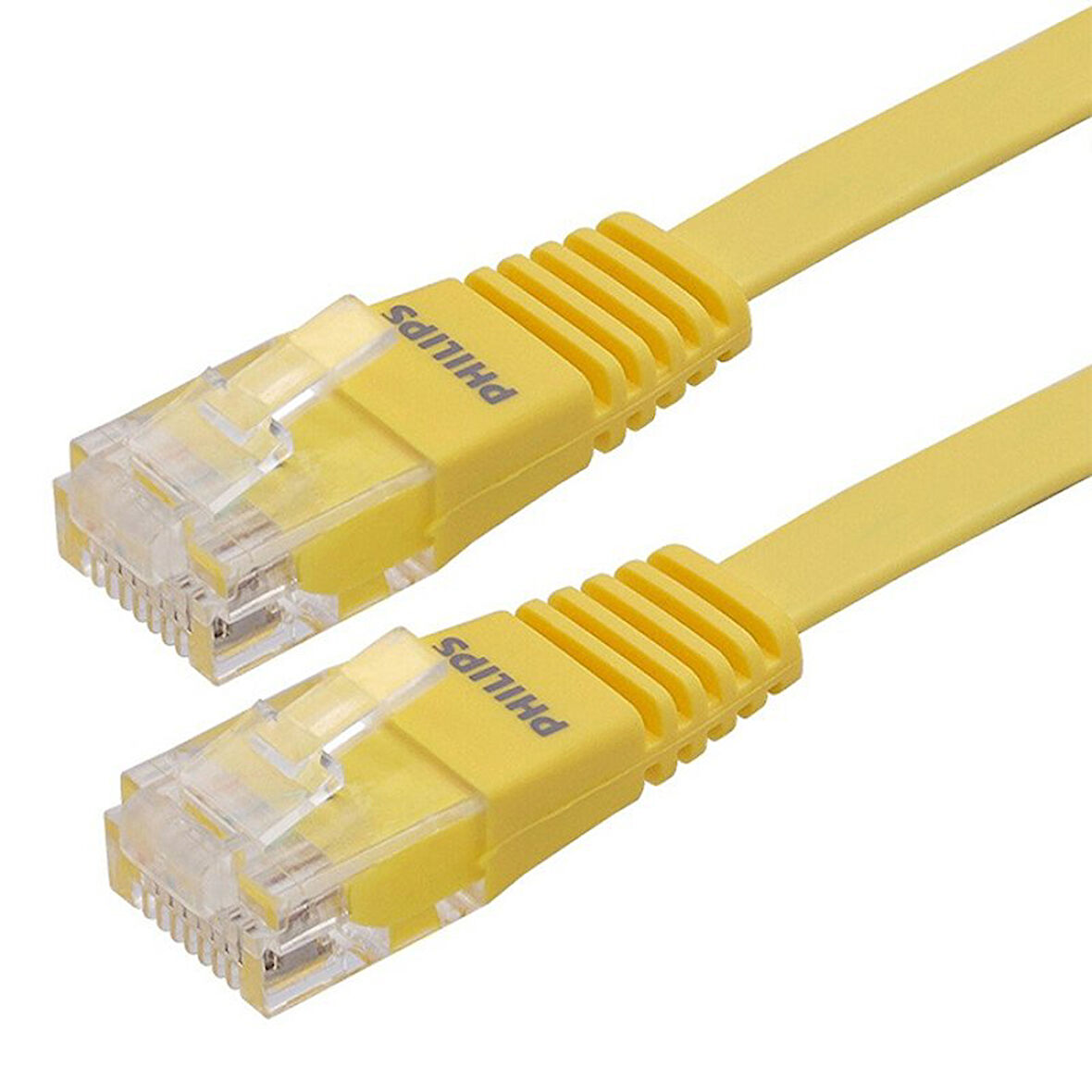 Philips Sarı Yassı Flat İnce 3 Metre Ethernet Kablosu Cat6 Poşetli İnternet Jack Soketleri Takılı Hazır Kablo