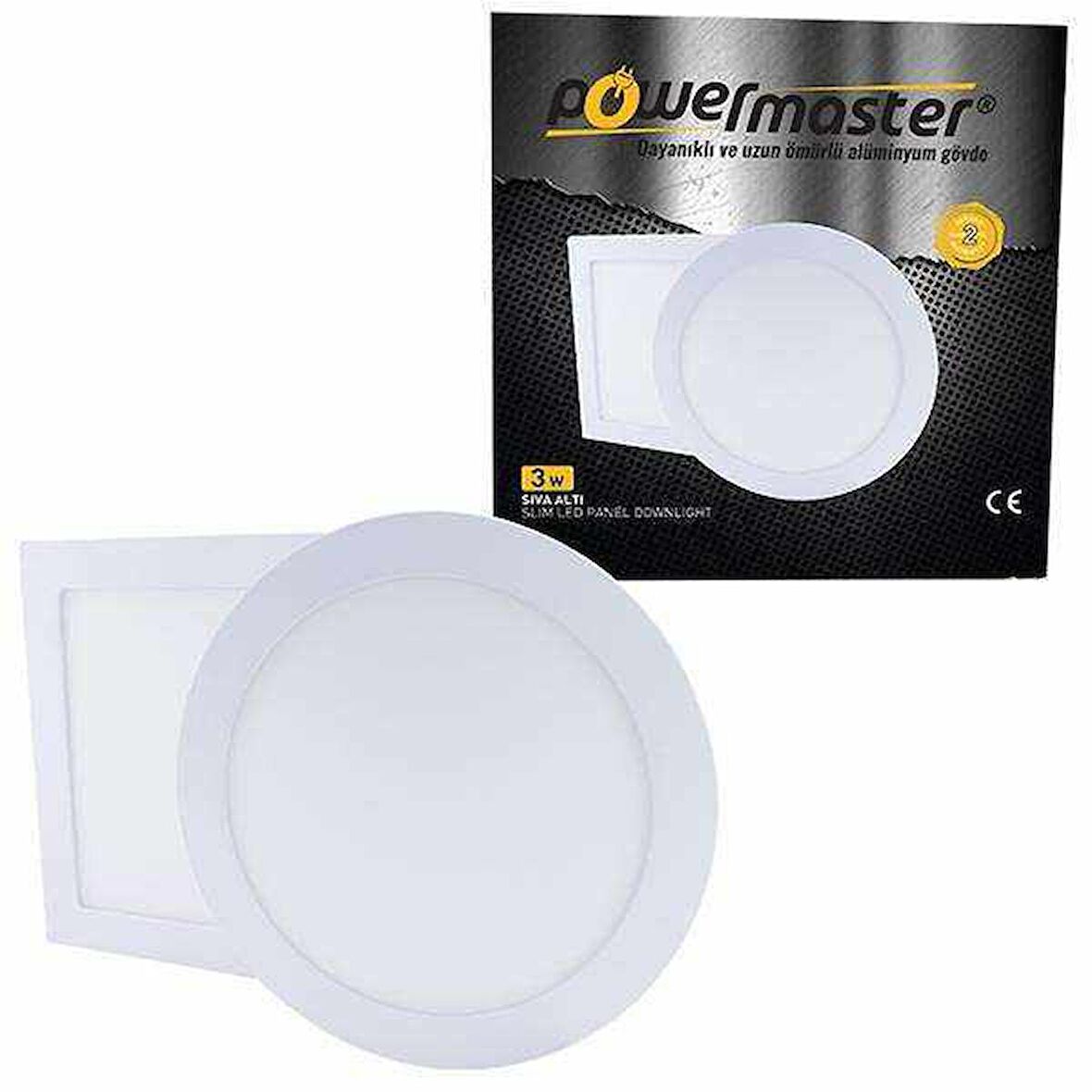 POWERMASTER 3 WATT SIVA ALTI 6500K BEYAZ YUVARLAK 70 MM SLIM LED-ECO SPOT PANEL