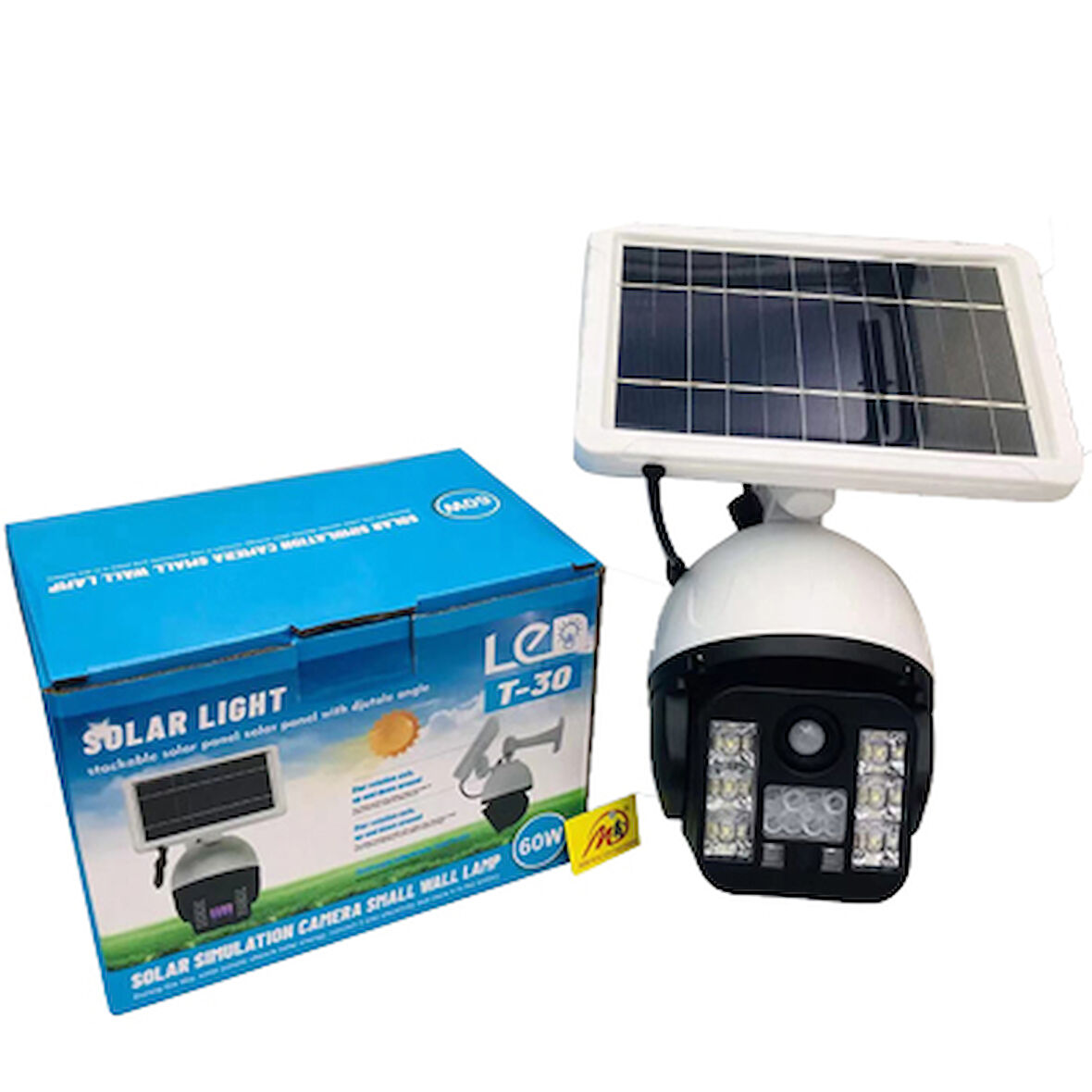 Powermaster T-30 Solar Güneş Enerjili Panelli Hareket Sensörlü Ledli Maket Kamera Caydırıcı Kamera