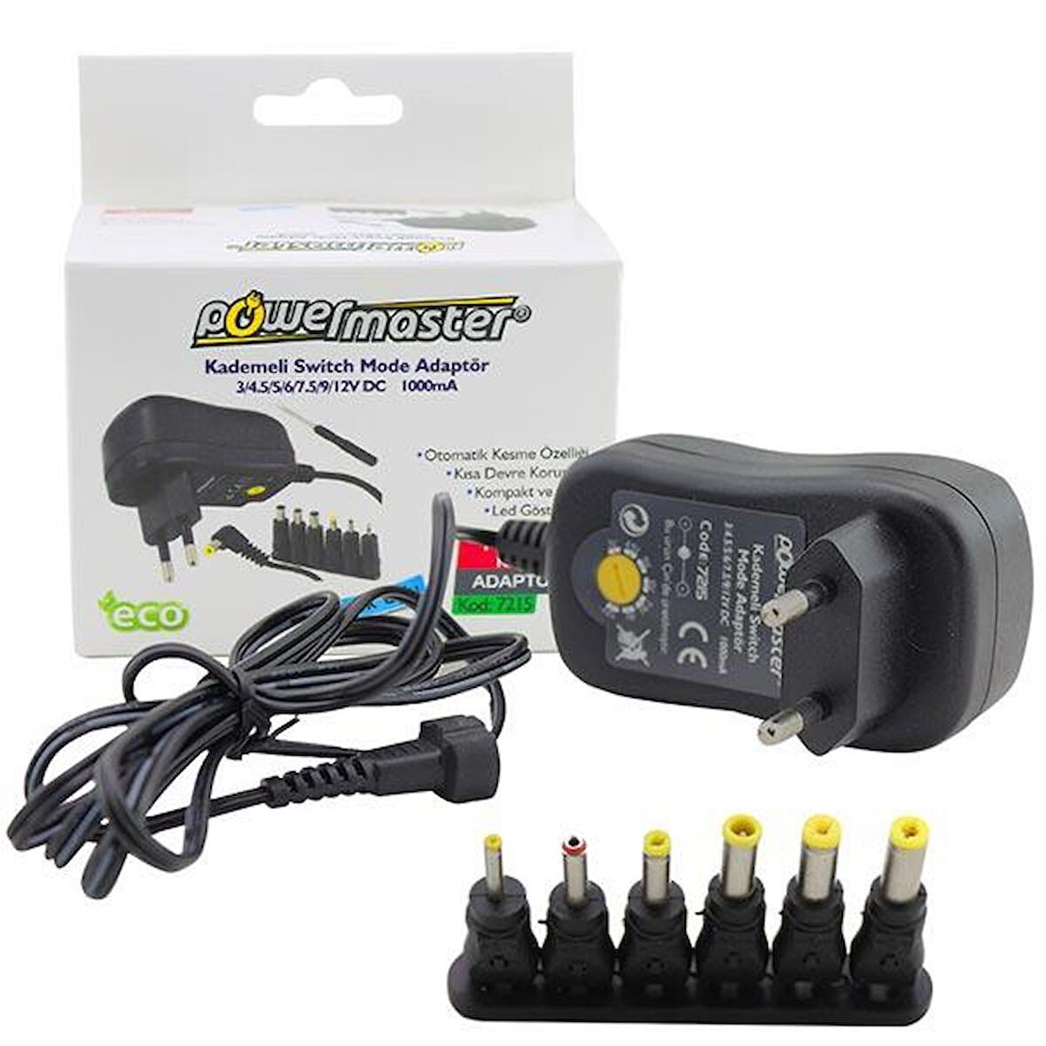 Powermaster 3 Volt - 12 Volt 1 Amper Ayarlı Switch Mode Adaptör