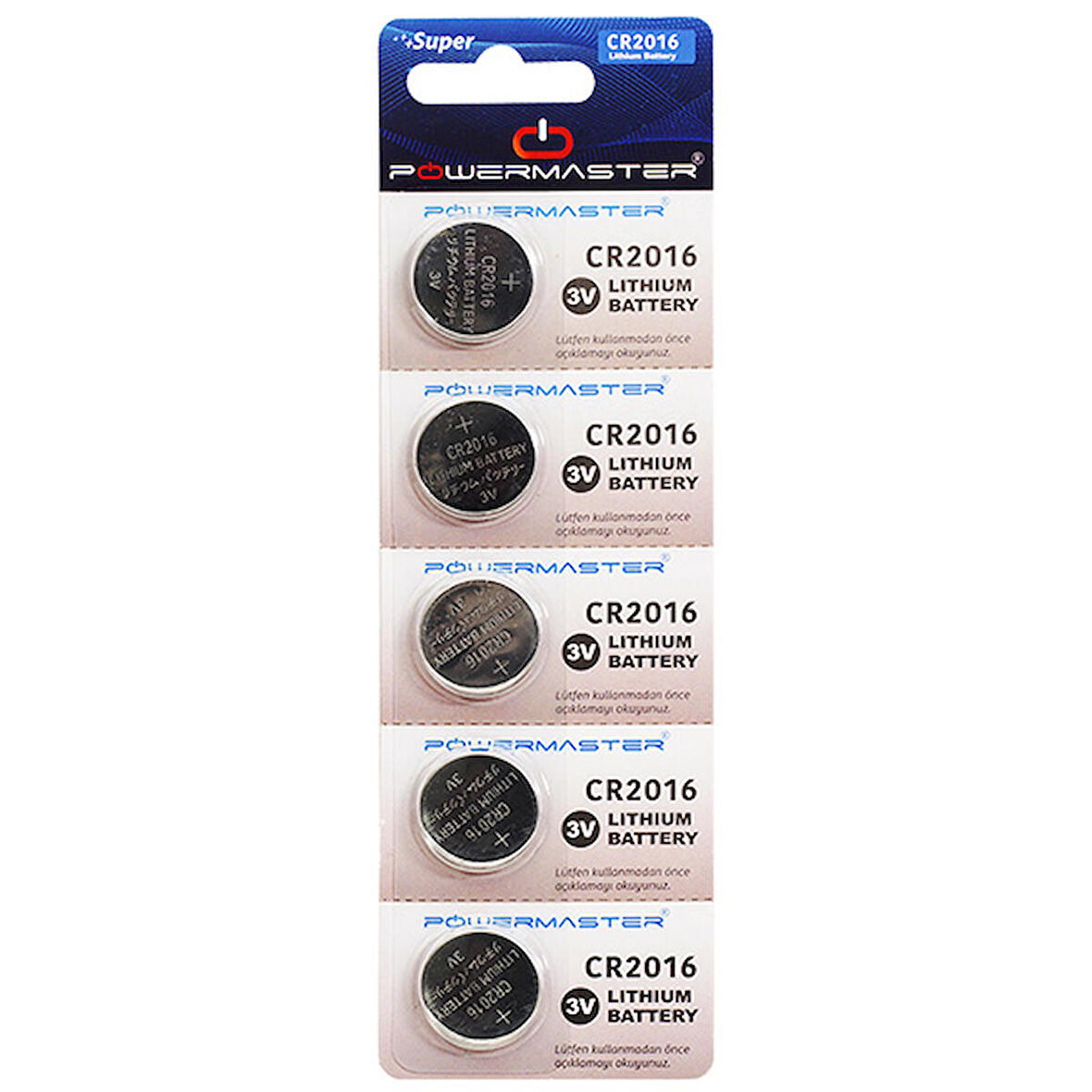 POWERMASTER- HUANQIU CR2016 3 VOLT LİTYUM PARA PİL 5Lİ PAKET