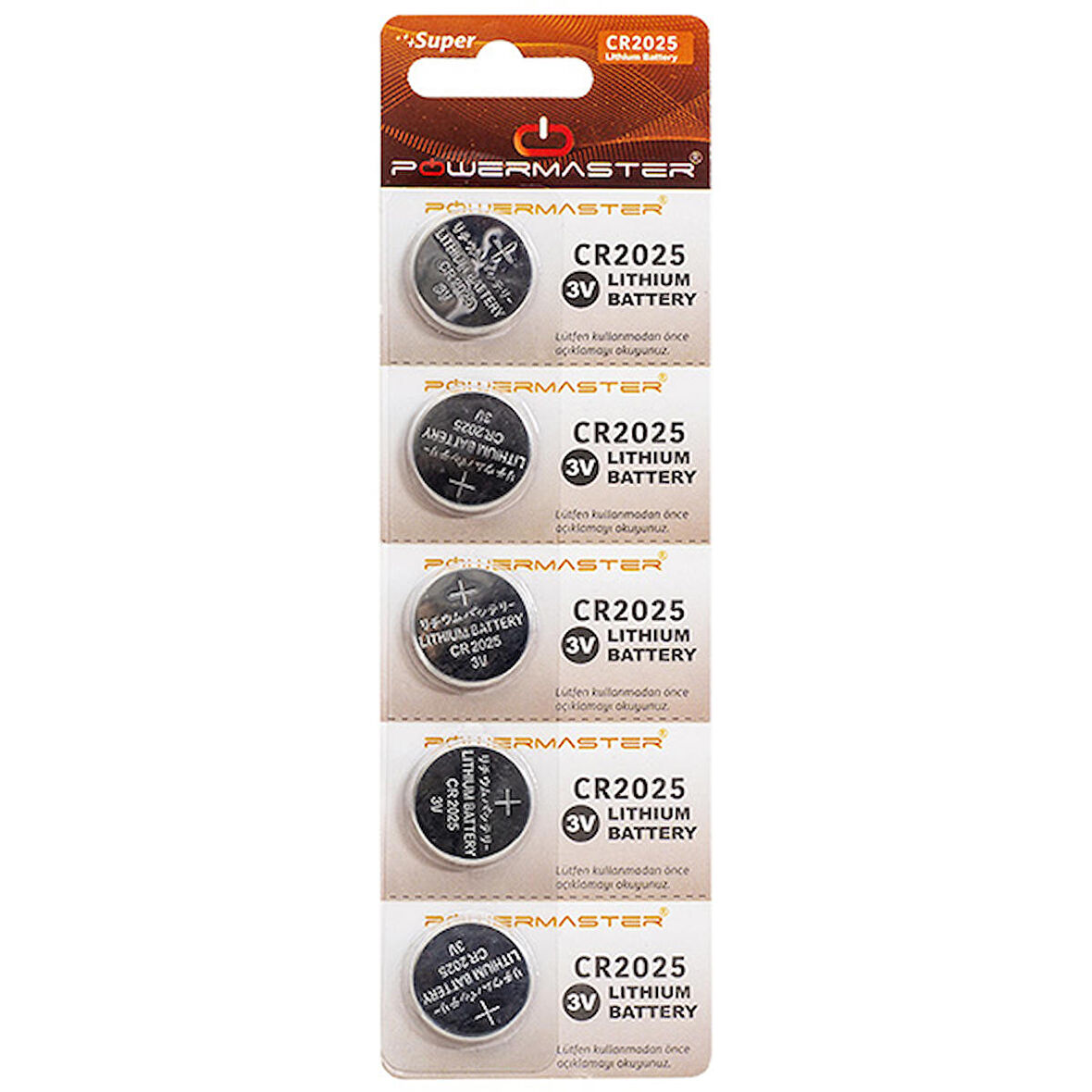 POWERMASTER HUANQIU CR2025 3 VOLT LİTYUM PARA PİL (5Lİ PAKET)