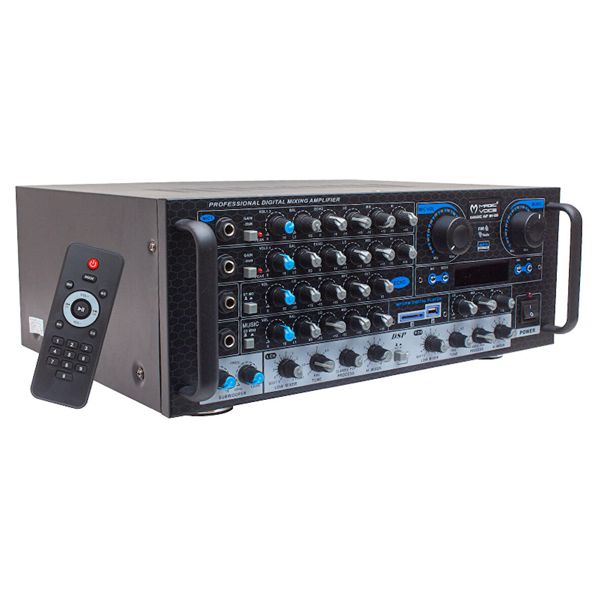 MAGICVOICE MV-550 2X100 WATT USB/SD/UK BALANS BT/FM 4 MİK. GİRİŞLİ 4 HOP. ÇIKIŞLI STREO KÜP MİXER TRAFOSUZ ANFİ