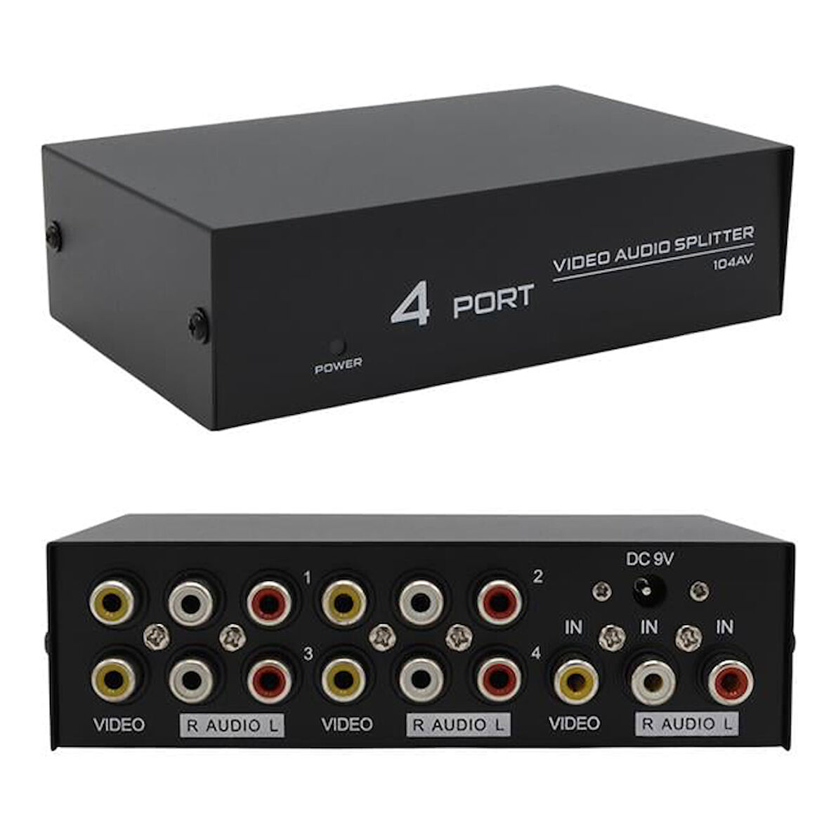 PowerMaster AV-104 4 Port AV CVBS RCA Video Audio Splitter Çoğaltıcı Dağıtıcı