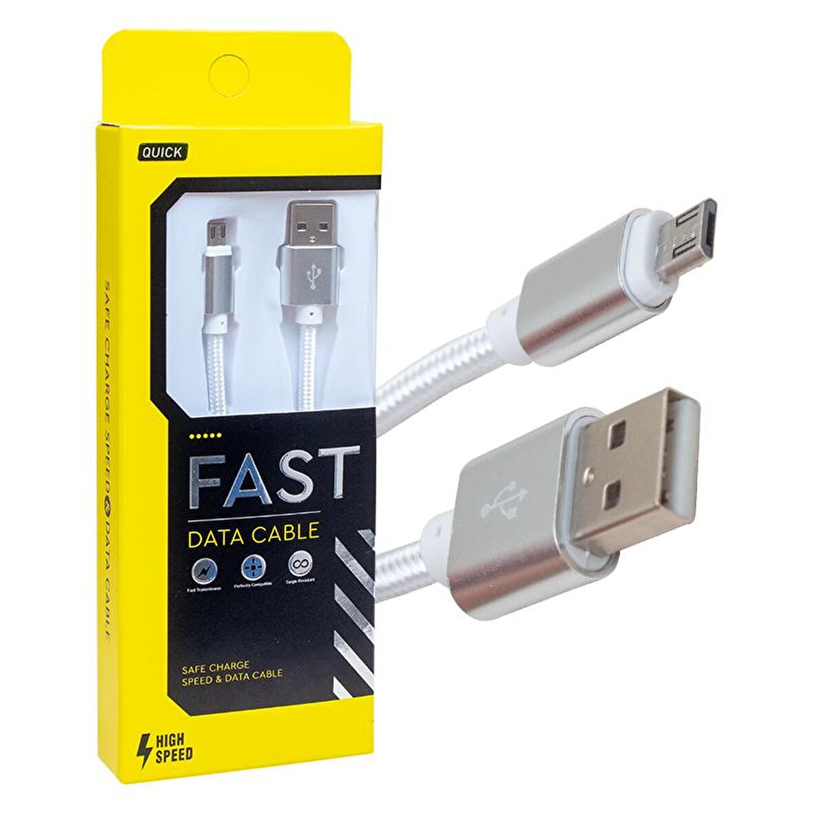 POWERMASTER METAL ÖRGÜLÜ MICRO USB ŞARJ VE DATA KABLOSU