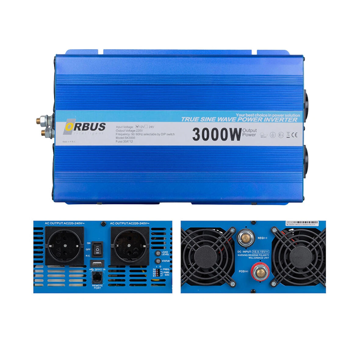 Orbus 3000 Watt 12 Volt Tam Sinüs İnvertör İnverter