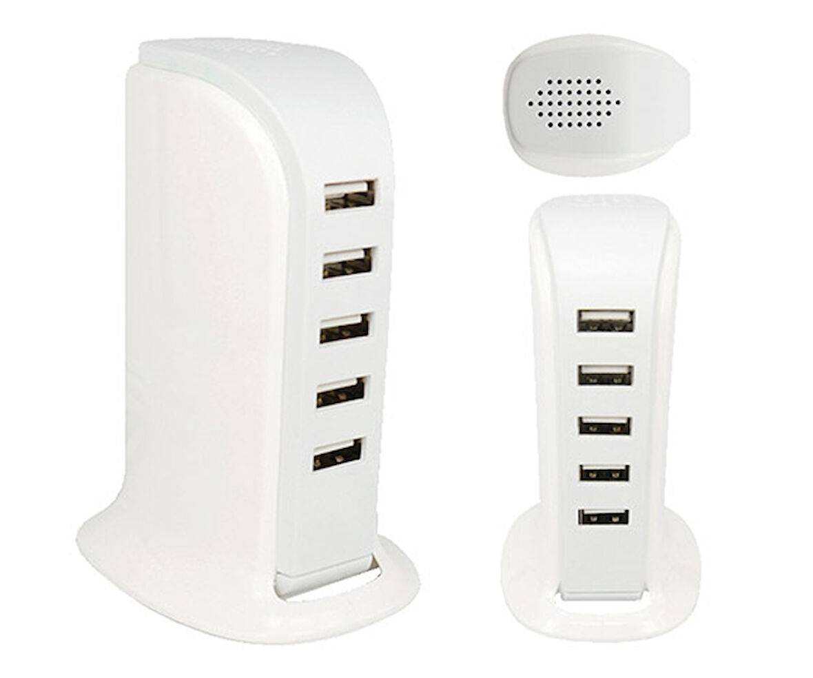 Ayt Powermaster 5 Kanal USB Güç İstasyonu Masa Üstü Powerbank Taşınabilir Şarj Cihazı