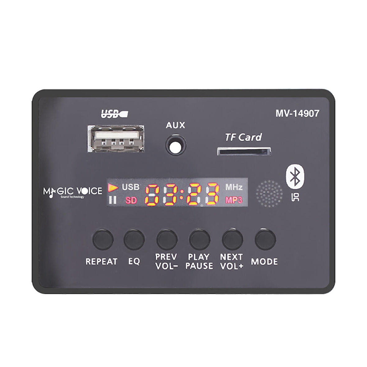 MAGİCVOİCE MV-14907 USB/SD/MIC/AUX/BLUETOOTH KUMANDALI EKRANLI OTO TEYP ÇEVİRİCİ DİJİTAL PLAYER BOARD