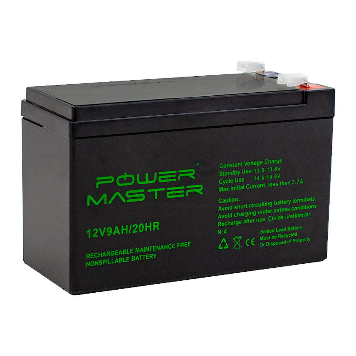 AKÜ 12 VOLT 9 AMPER POWERMASTER ( 150 X 65 X 90 MM )