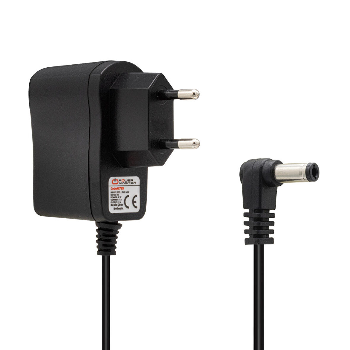 POWERMASTER PM-16739 3 VOLT - 1 AMPER 5.5*2.5 UÇLU PLASTİK KASA PRİZ TİPİ ADAPTÖR