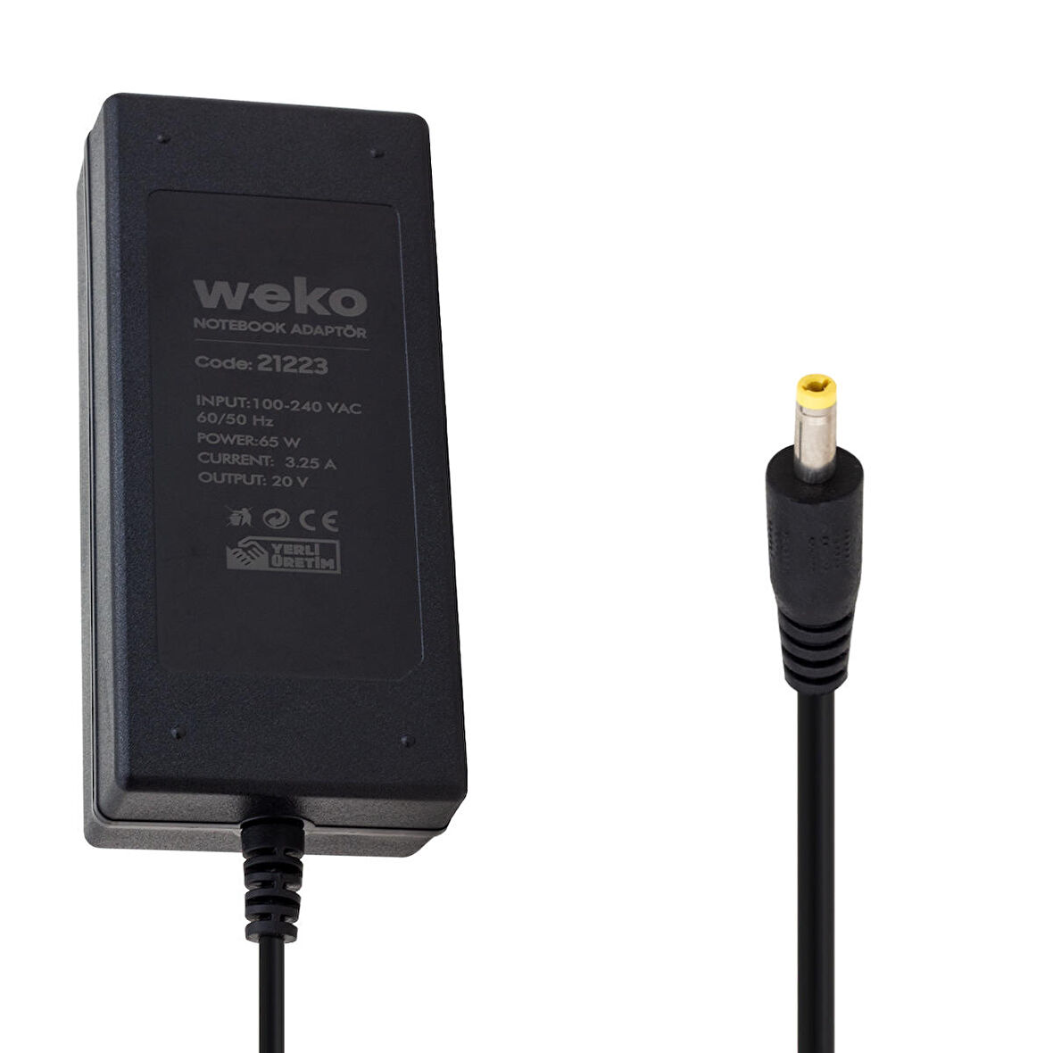 WEKO 20 VOLT - 3.25 AMPER - 65 WATT 4.0*1.7 UÇLU YERLİ ÜRETİM NOTEBOOK ADAPTÖR