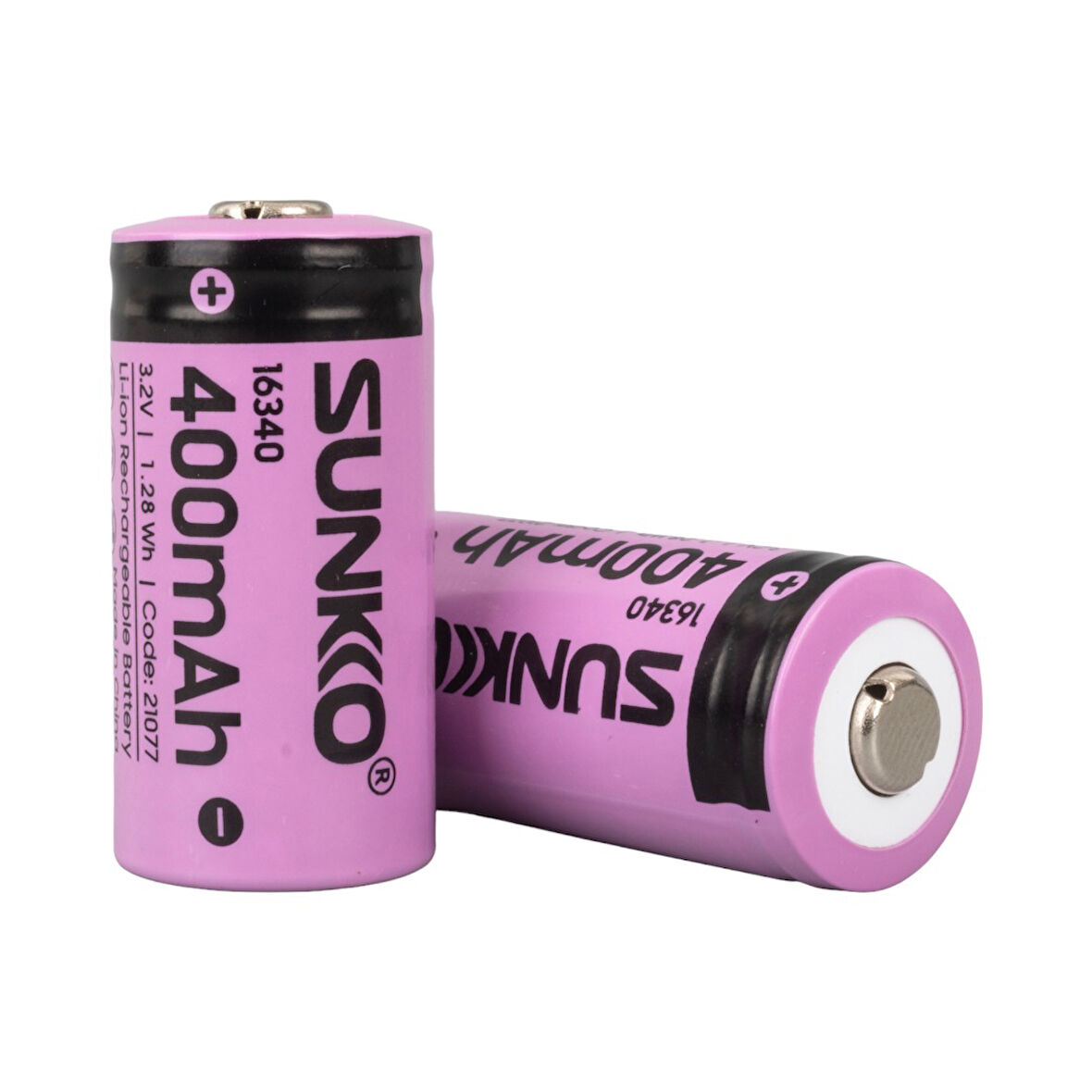 Sunkko Irf 3.2 Volt 400 Mah 16340 Şarj Edilebilir Pil 2 Adet Lityum İon Şarjlı Pil 16x34mm