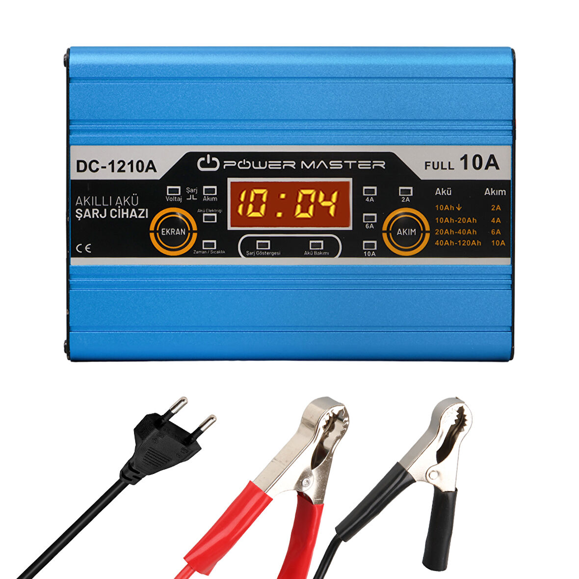 Powermaster DC-1210A 12 Volt Max 10 Amper Digital Ekranlı Akıllı Akü Şarj Cihazı Aleti Oto Araç Karan Uyumlu