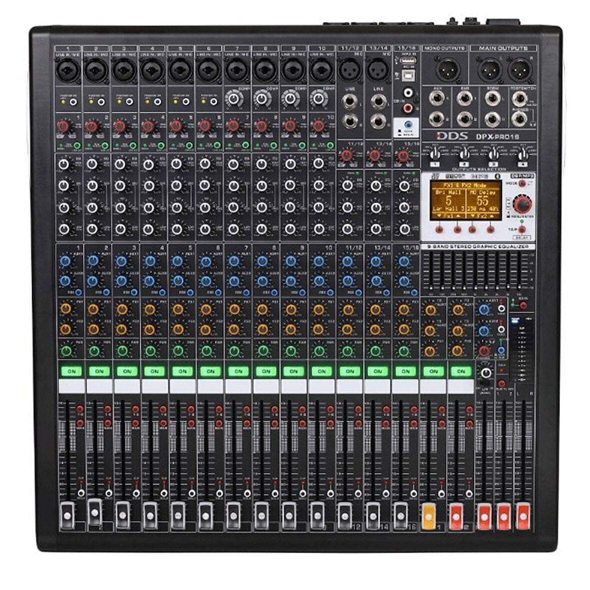 DDS 4X1250 Watt 16 Kanal Power Amfi Mixer Stüdyo Tipi Anfi 16 Kanal