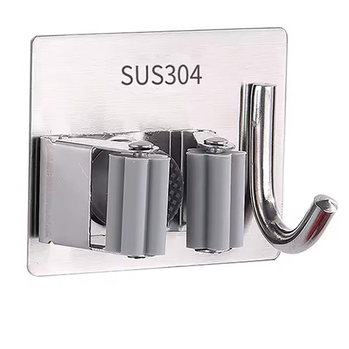 Ayt Sunup SN-26354 Kancalı Duvara Monte Süpürge Paspas Tutucu Tutacağı Banyo Düzenleyici Paslanmaz Çelik 60x80Mm