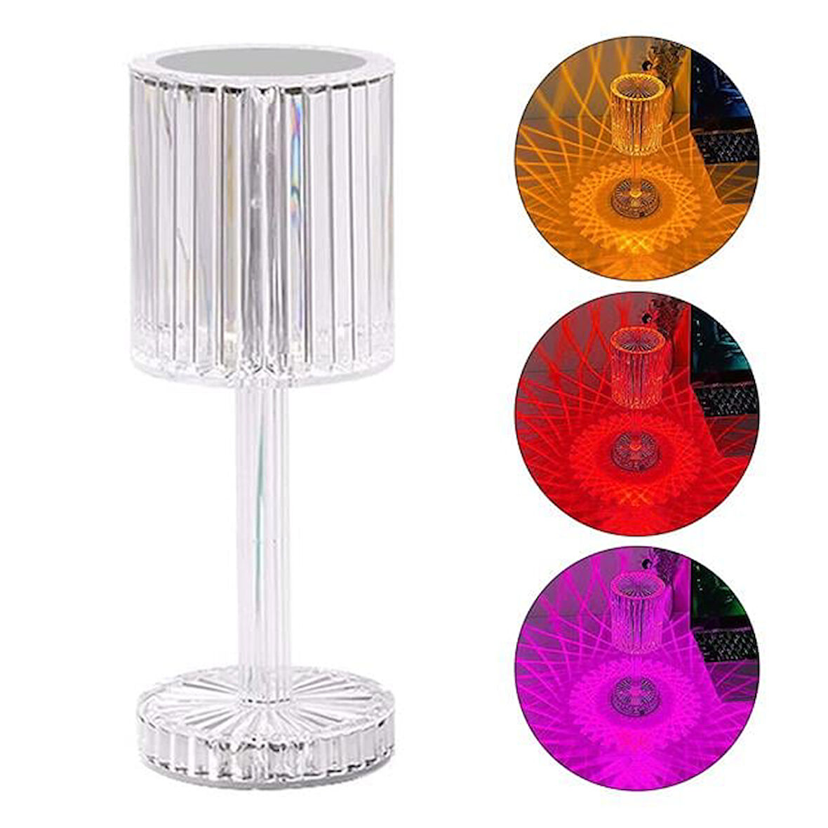 Powermaster HA-1788 Dekoratif RGB LED'li Ambiyans Masa Gece Lambası Şarjlı Dokunmatik Tuşlu