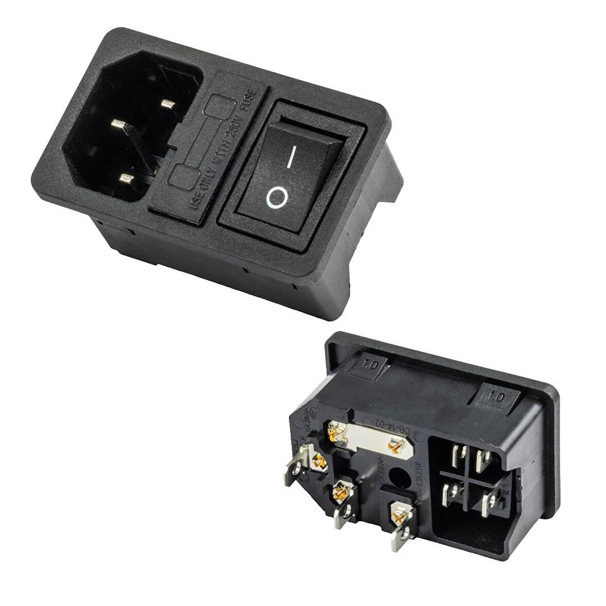 Ayt C14 Power Soket Erkek Aç Kapa On Off Anahtarlı Fuseli Kulaklız 3 Pinli Bilgisayar Pc Monitör Soketi